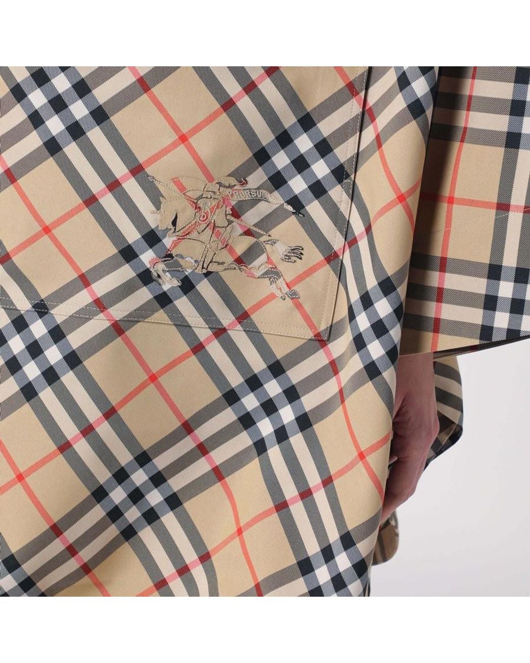 Burberry Natural Checked Hooded Half-Zipped Cape