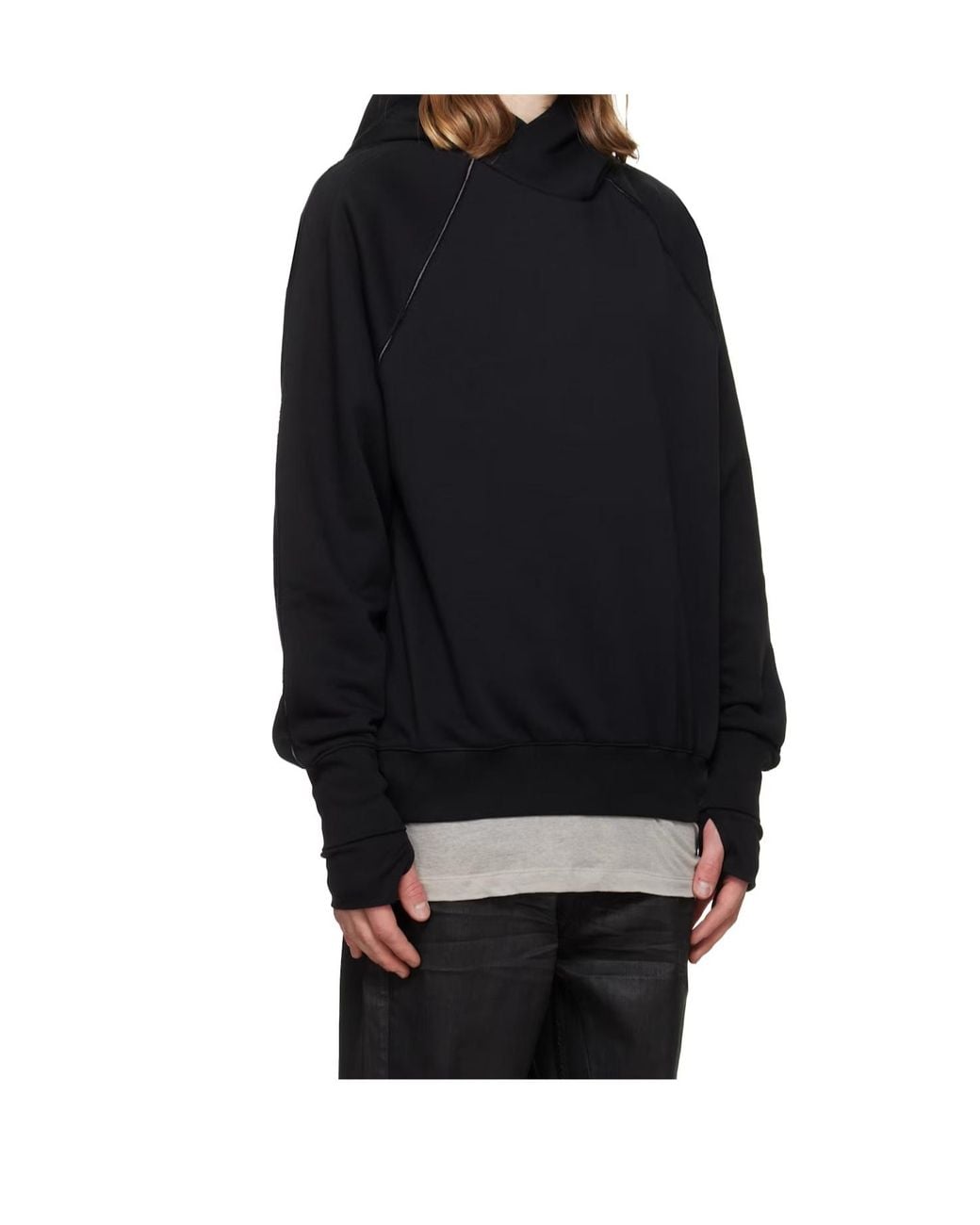 Thom Krom Black Funnel-Neck Hoodies for men