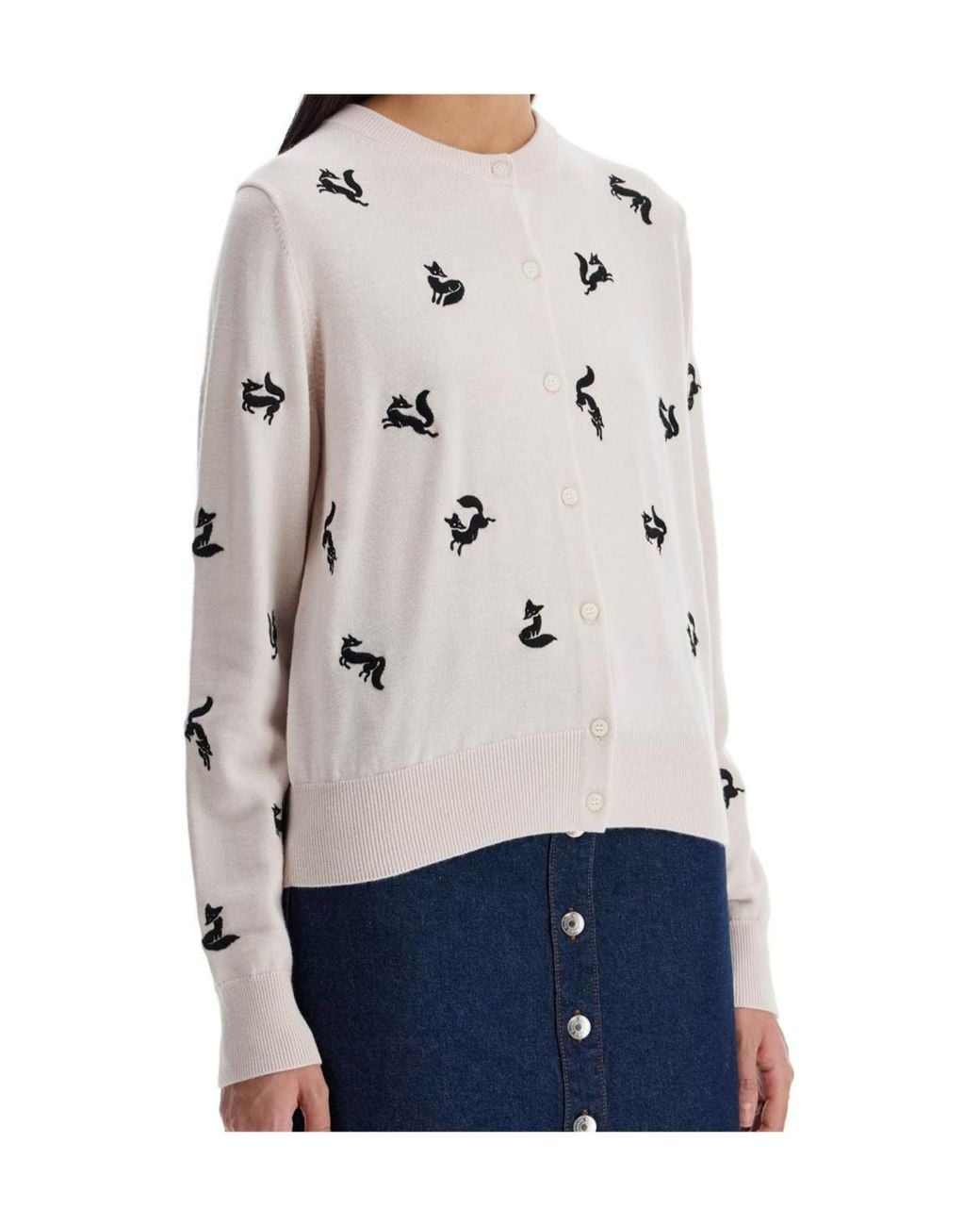 Maison Kitsuné Natural Maison Kitsuné Fancy Fox Embroidered Cardigan