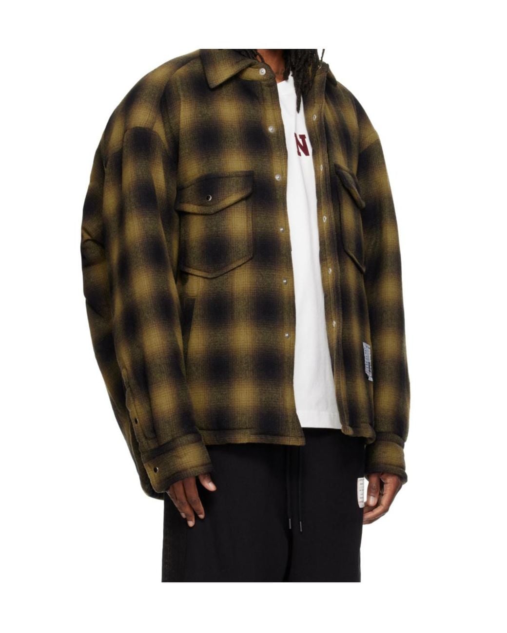 Maison Mihara Yasuhiro Black Long-Sleeved Plaid Padded Jacket for men