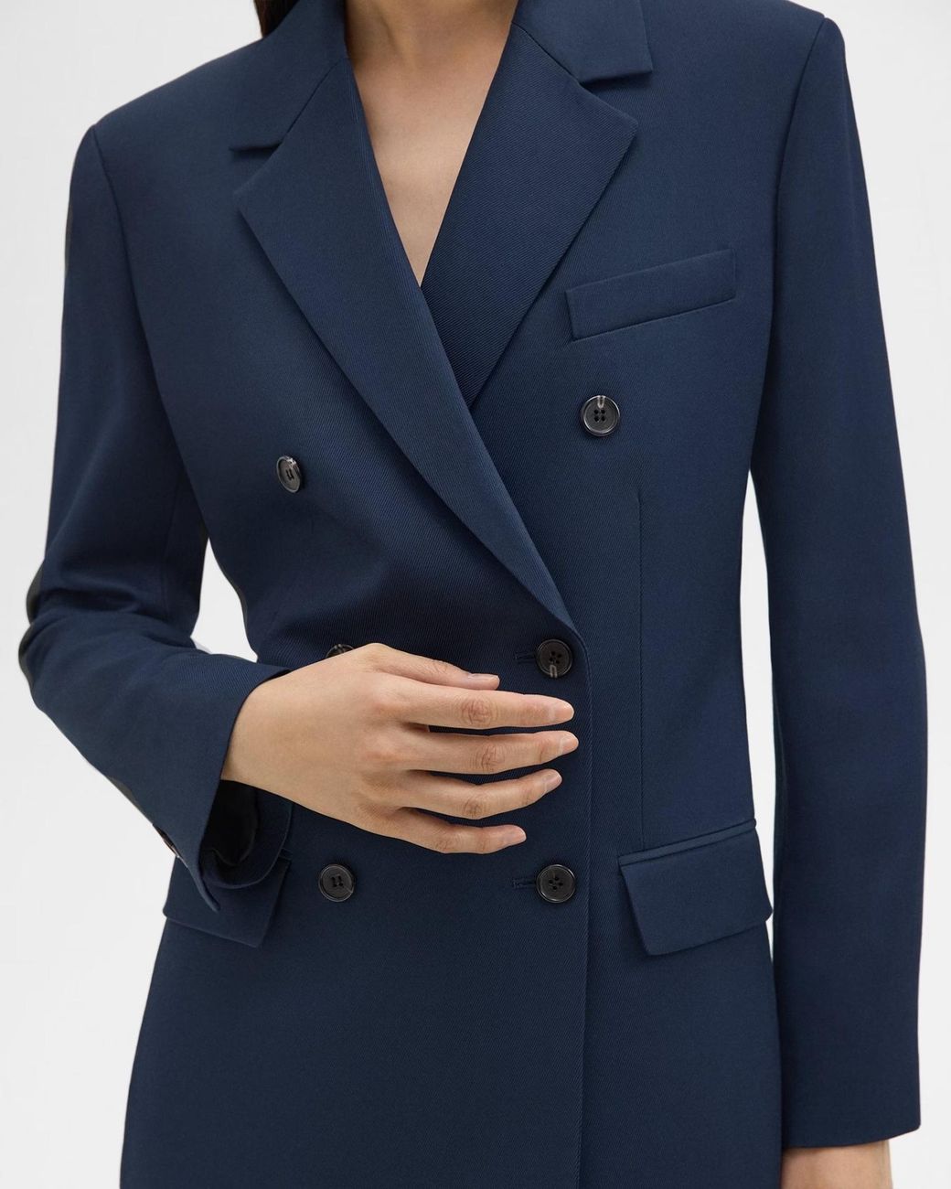 Theory Blue Double-Breasted Straight Hem Blazer