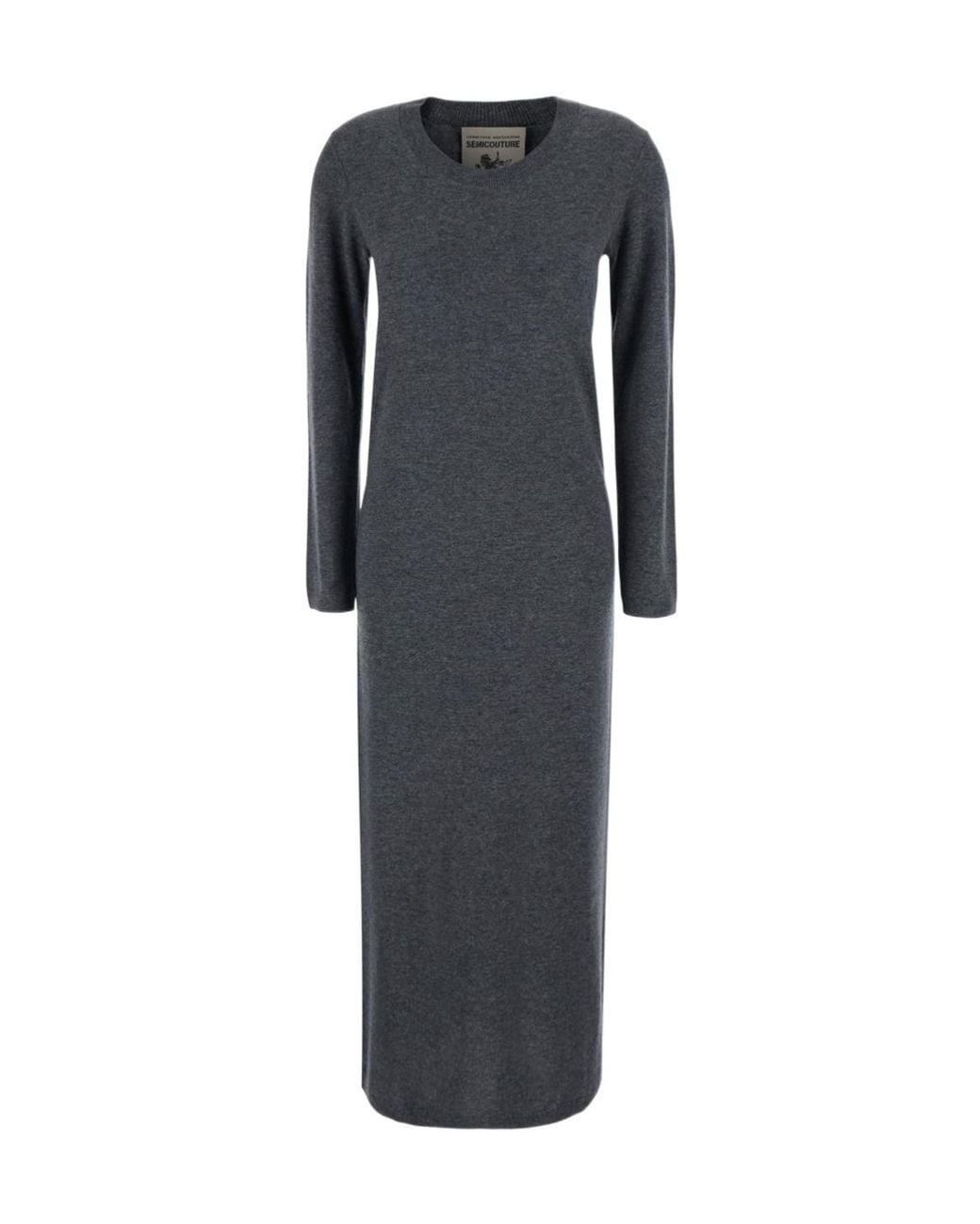 Semicouture Black Round-Neck Dress
