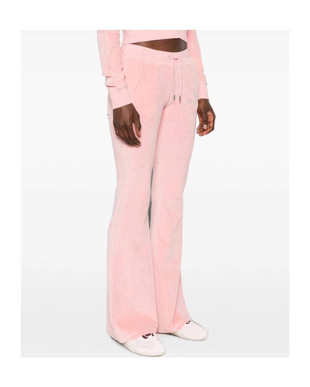 Sporty & Rich Pink X Juicy Couture Logo-Embellished Velour Track Pants