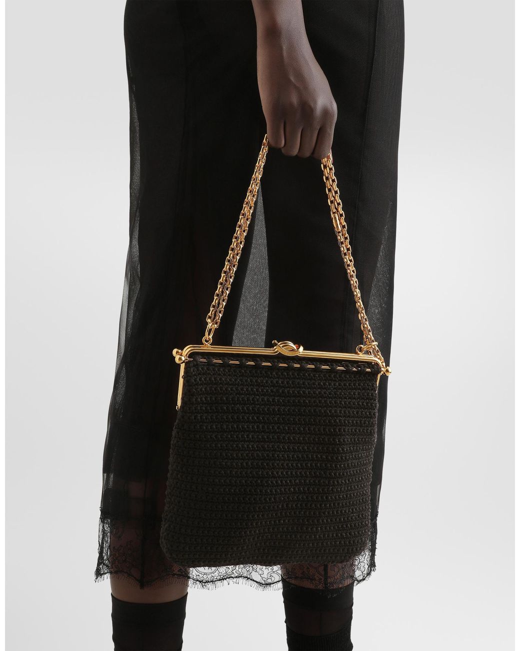 Dolce & Gabbana Black Dina Shoulder And Crossbody Bag