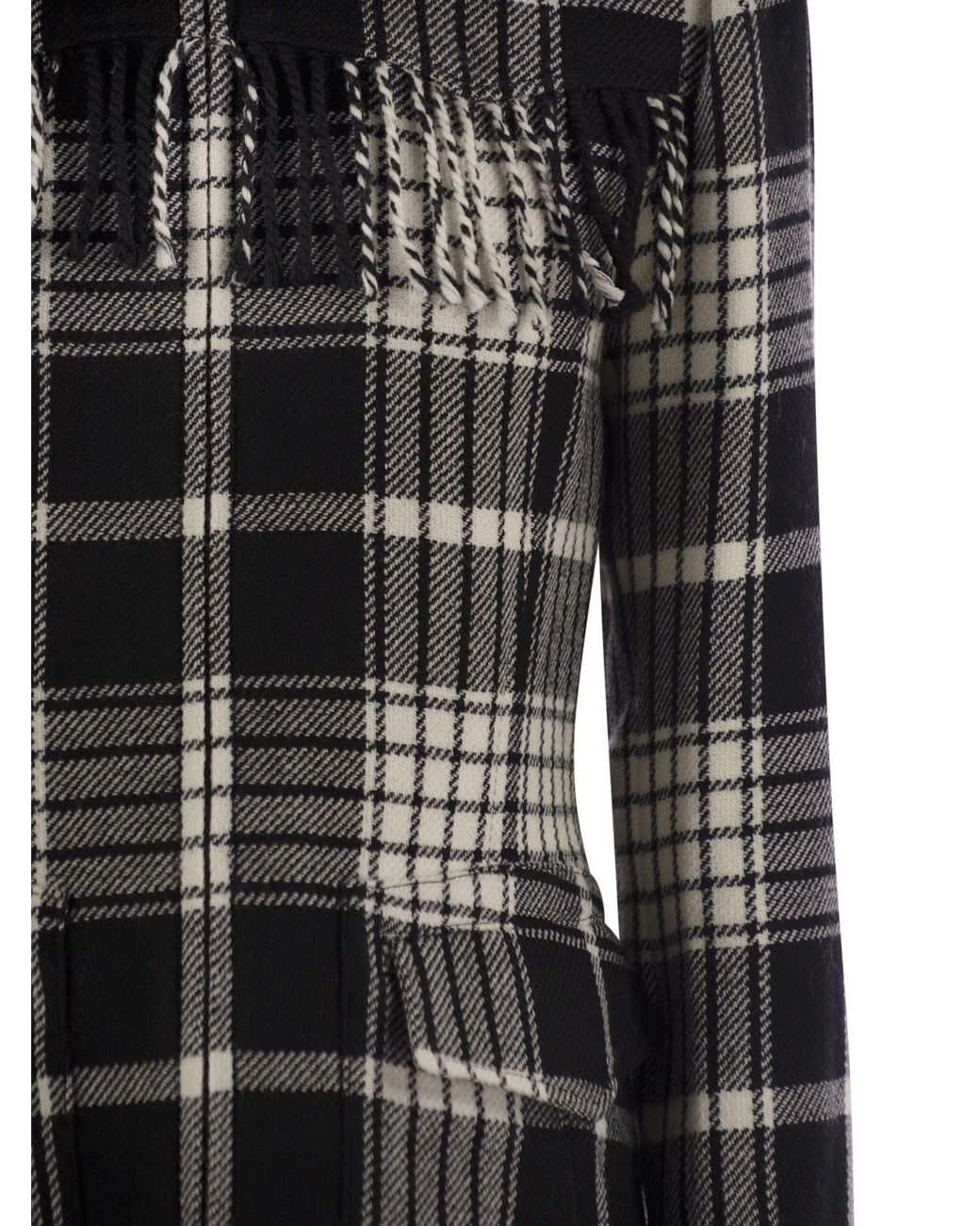 Polo Ralph Lauren Black Plaid Fringe-Trim Jacket