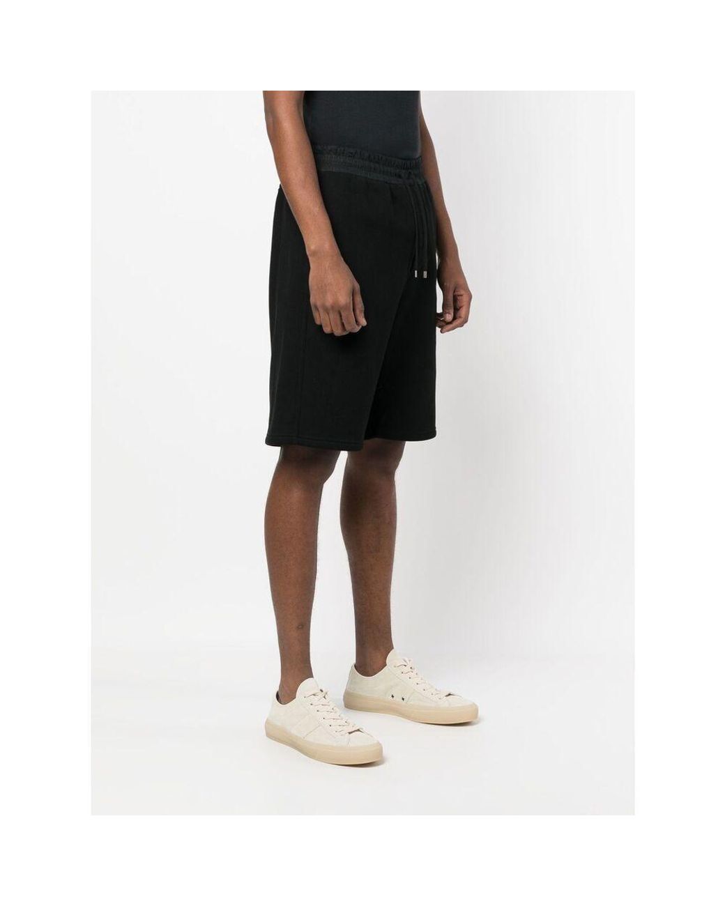 Saint Laurent Black Logo Embroidered Drawstring Shorts for men