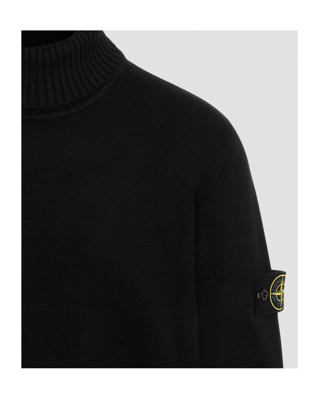 Stone Island Black Logo Patch Roll Neck Jumper for men