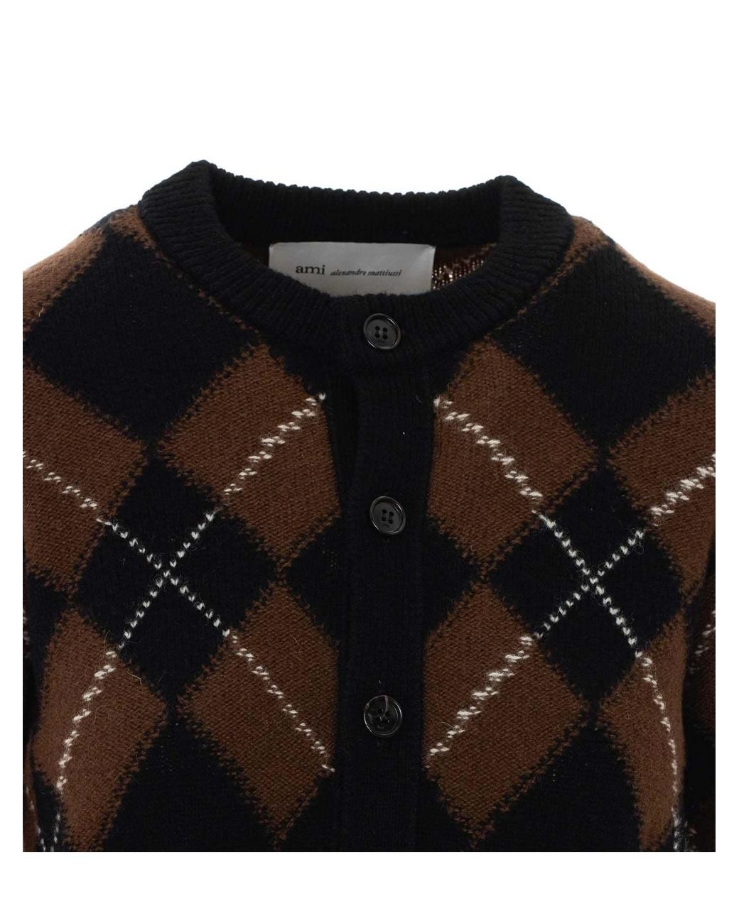 AMI Black Ami Argyle Printed Cardigan