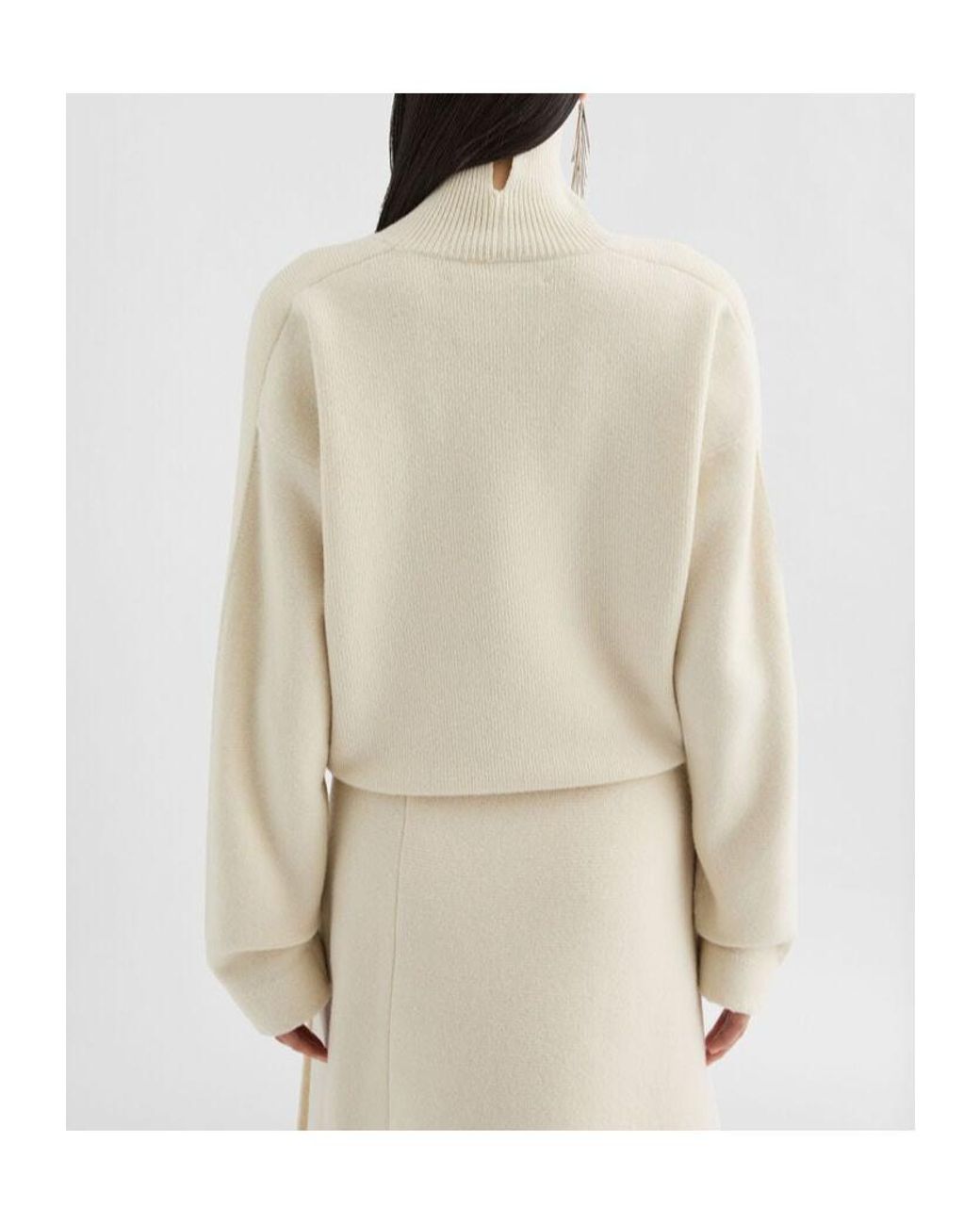 Jil Sander White High Neck Jumper