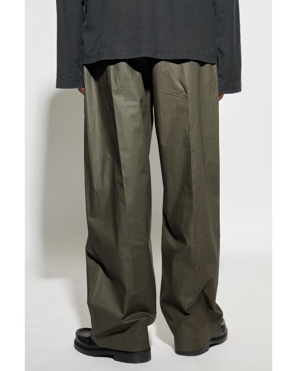 Acne Green Belted Pleated Trousers for men