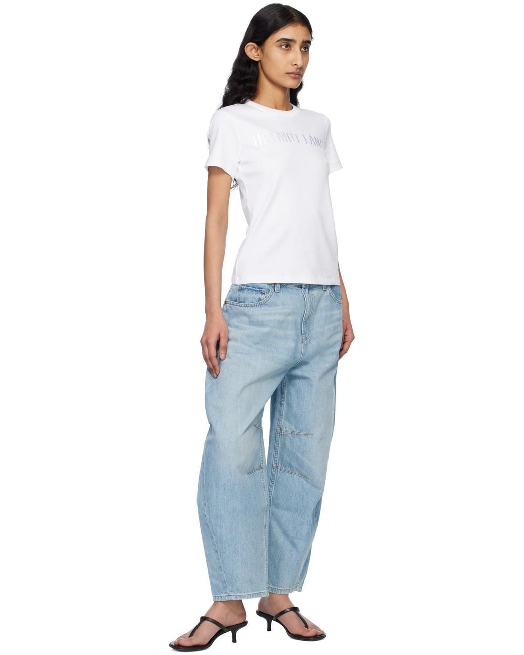 Helmut Lang White Logo-Embroidered T-Shirt