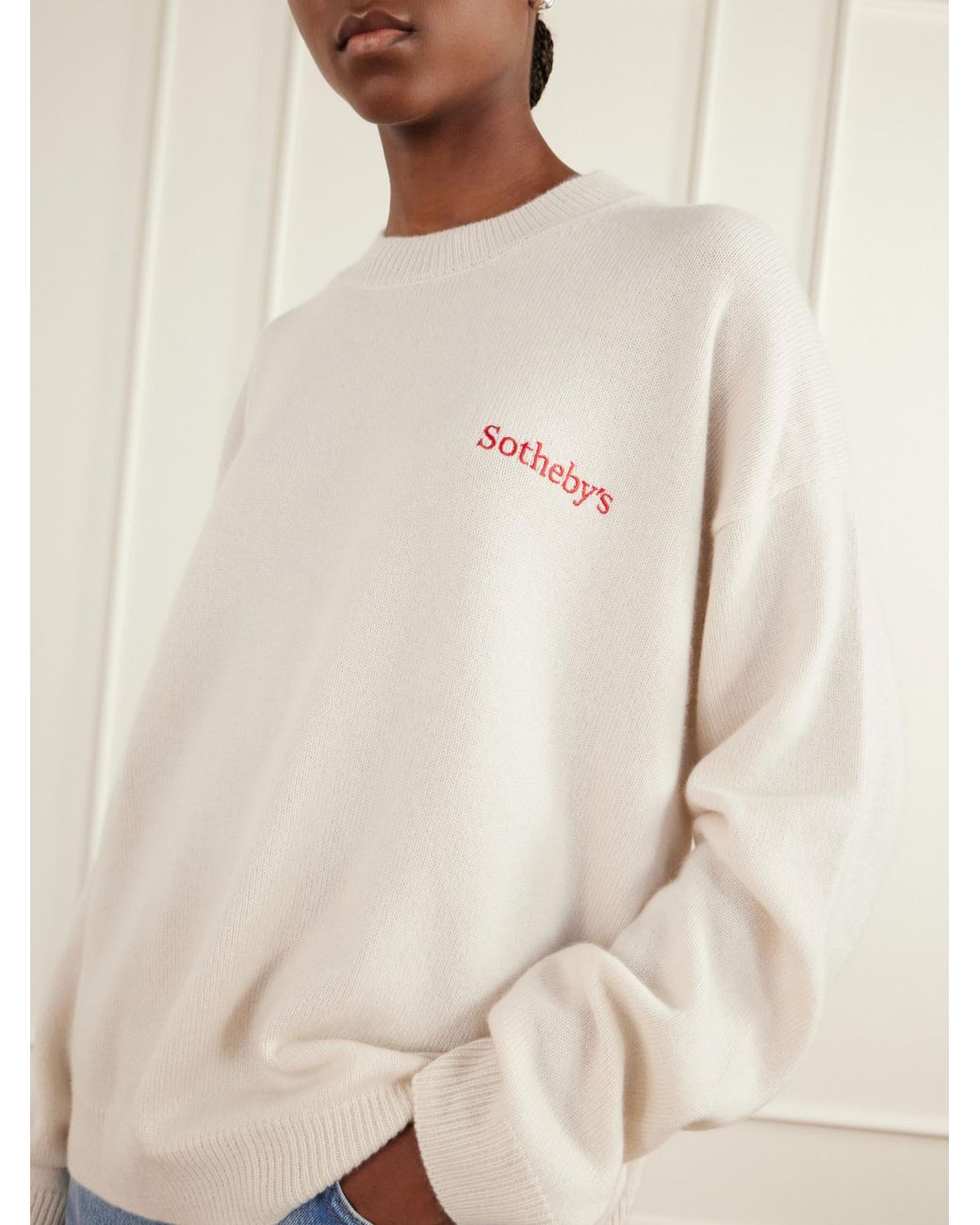 FRAME White Logo-Embroidered Cashmere Sweater