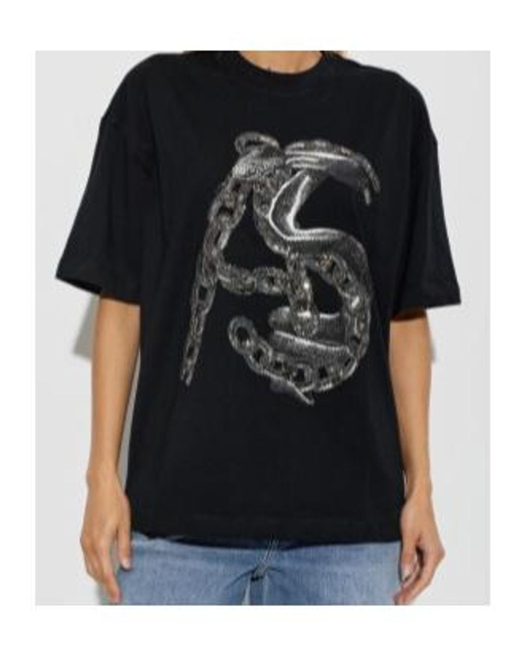 AllSaints Black Linx Etta Sequin-Embellished Graphic-Print T-Shirt