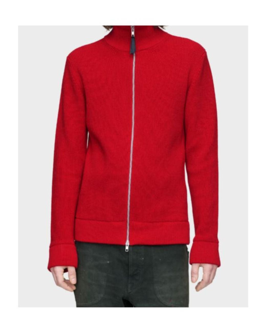 Maison Margiela Red Long-Sleeved Zipped Cardigan for men