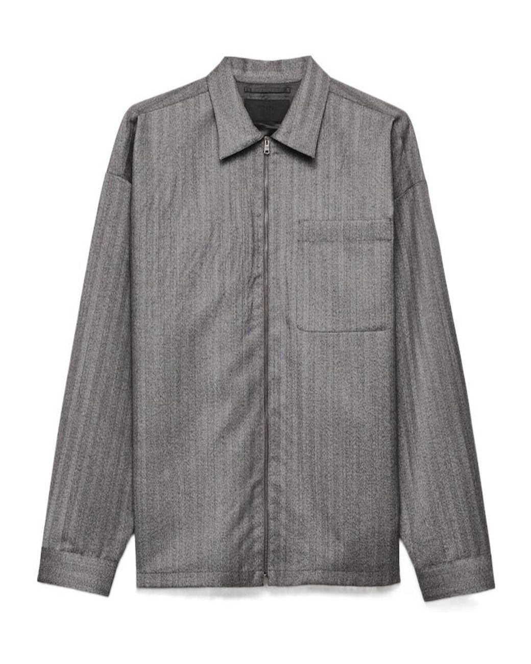 Prada Gray Zip-Up Shirt for men