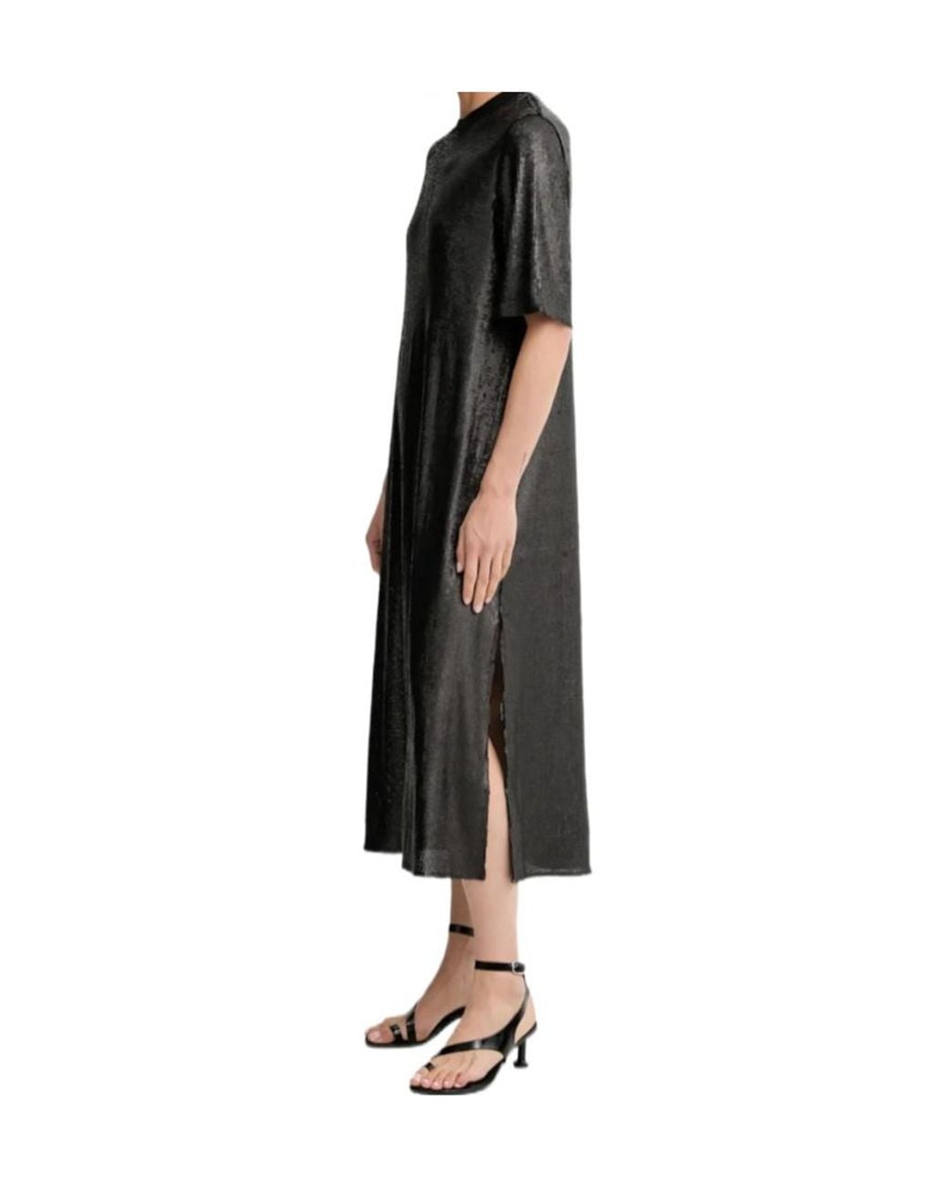 AllSaints Black Anna Sequin-Embellishment Midi Dress