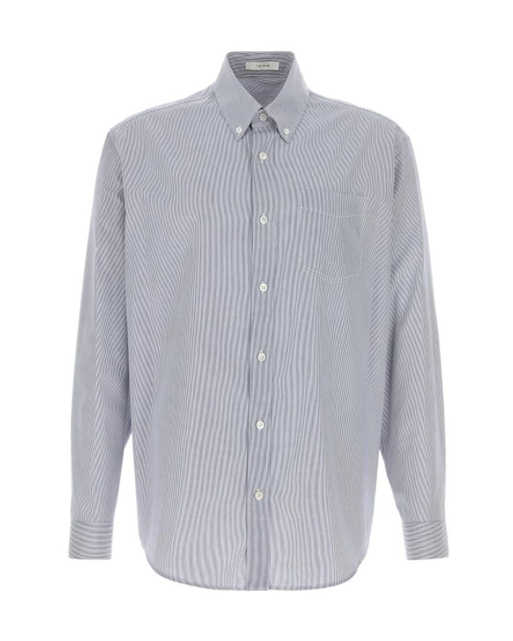 The Row Blue Embroidered Poplin Pompeo Shirt for men