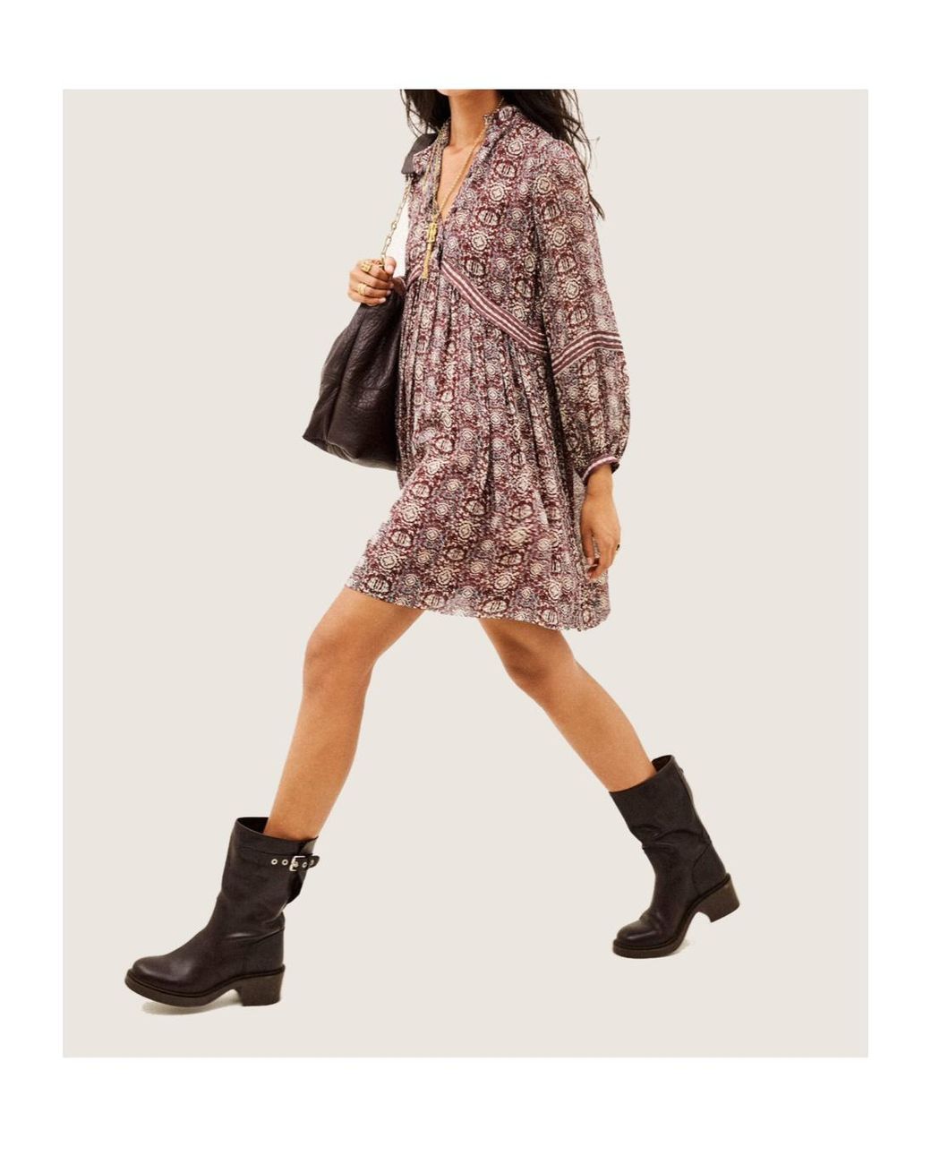 Ba&sh Brown V-Neck Printed Dress