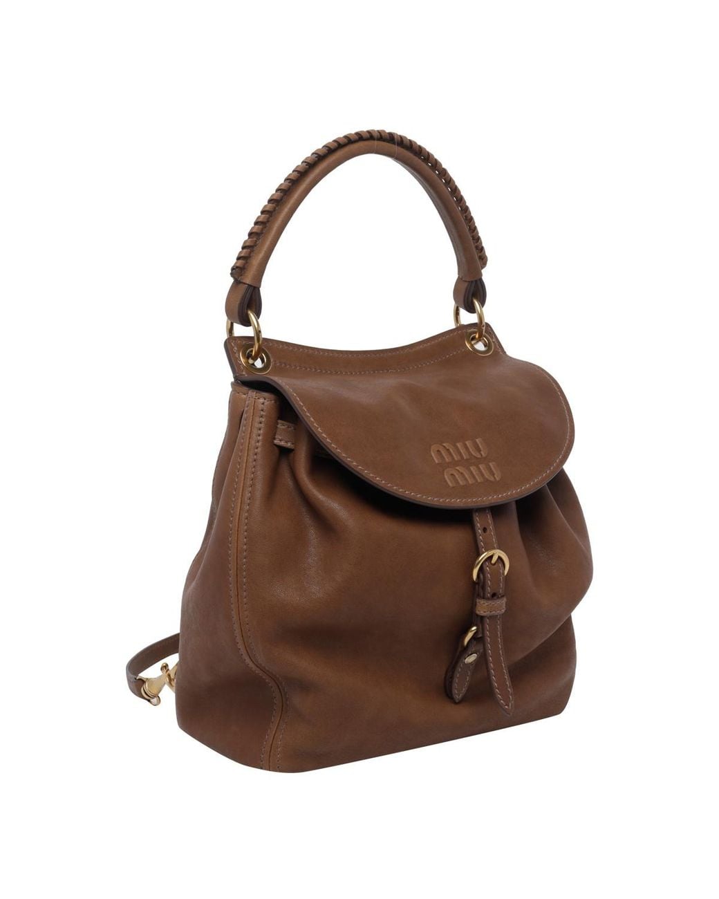 Miu Miu Brown Logo Backpack