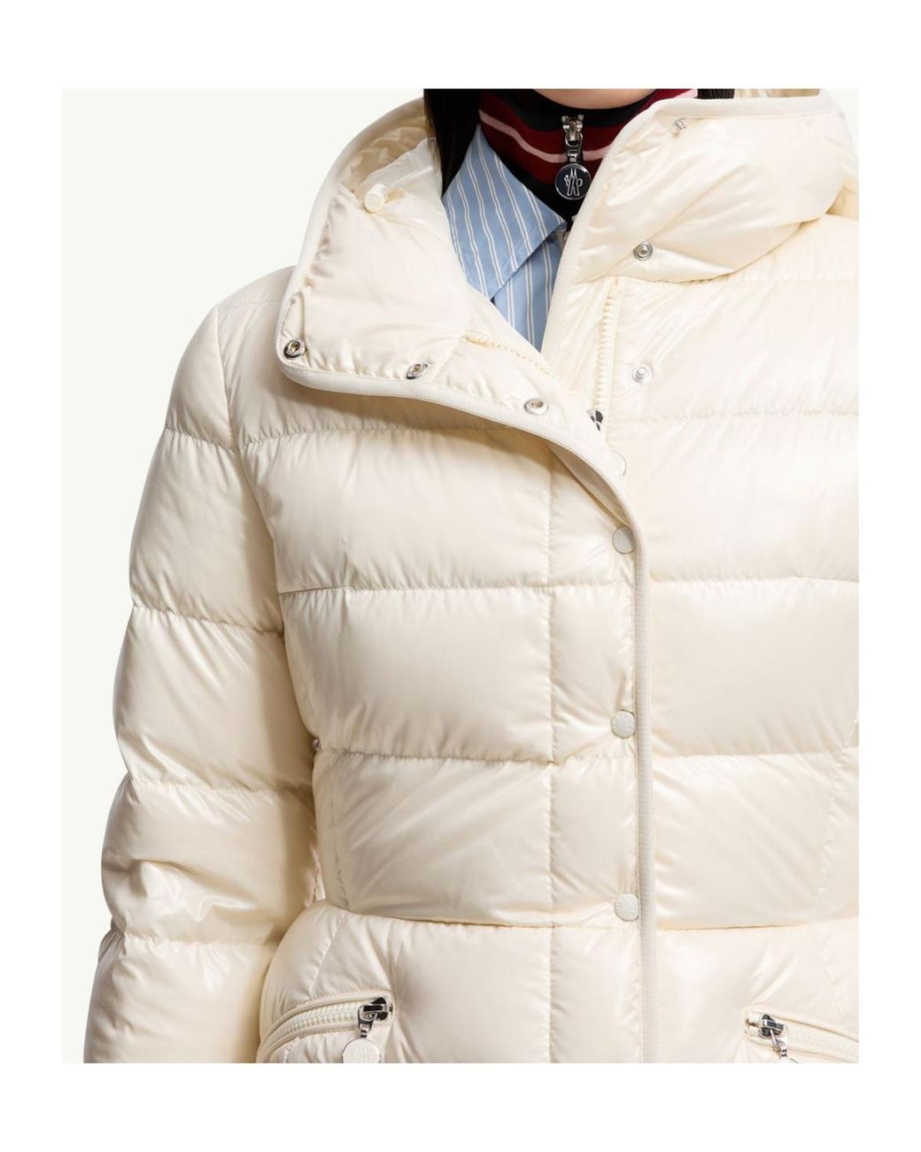 Moncler Natural Barante Hooded Short Down Jacket