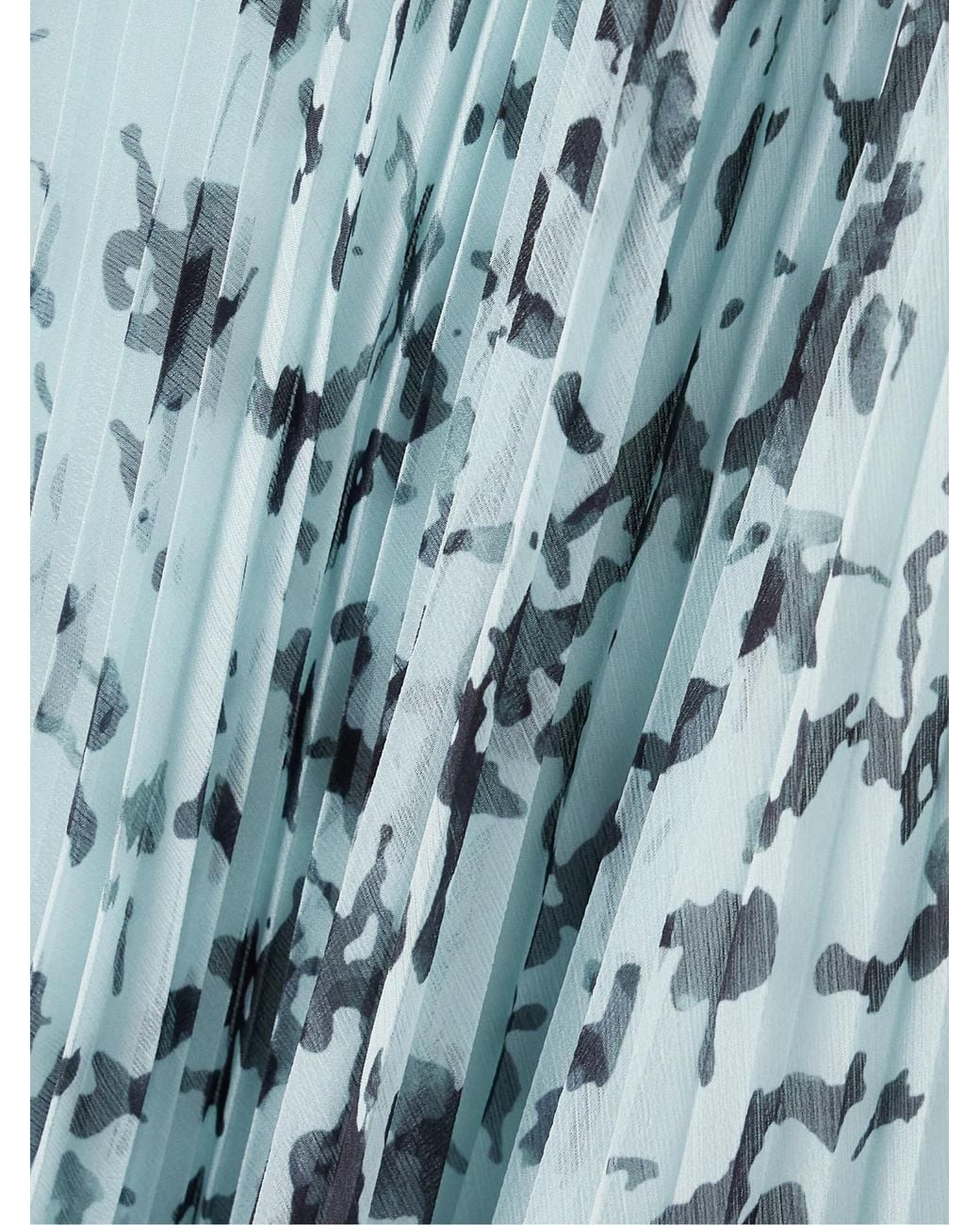 Proenza Schouler Blue Cecily Pleated Printed Crepon Midi Skirt