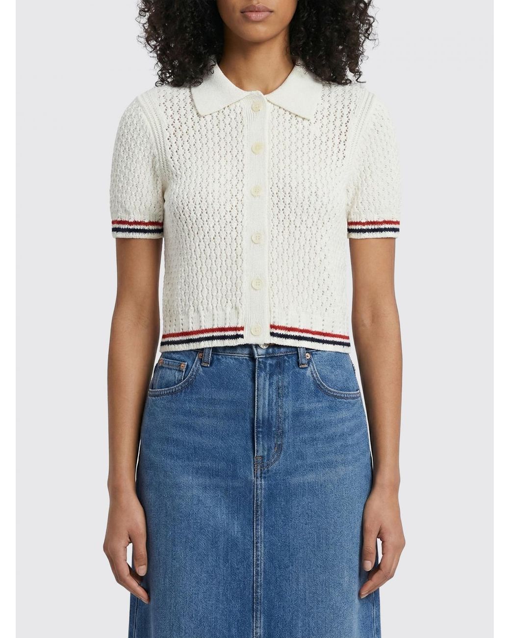 Thom Browne White Short Sleeve Buttoned Cardigan