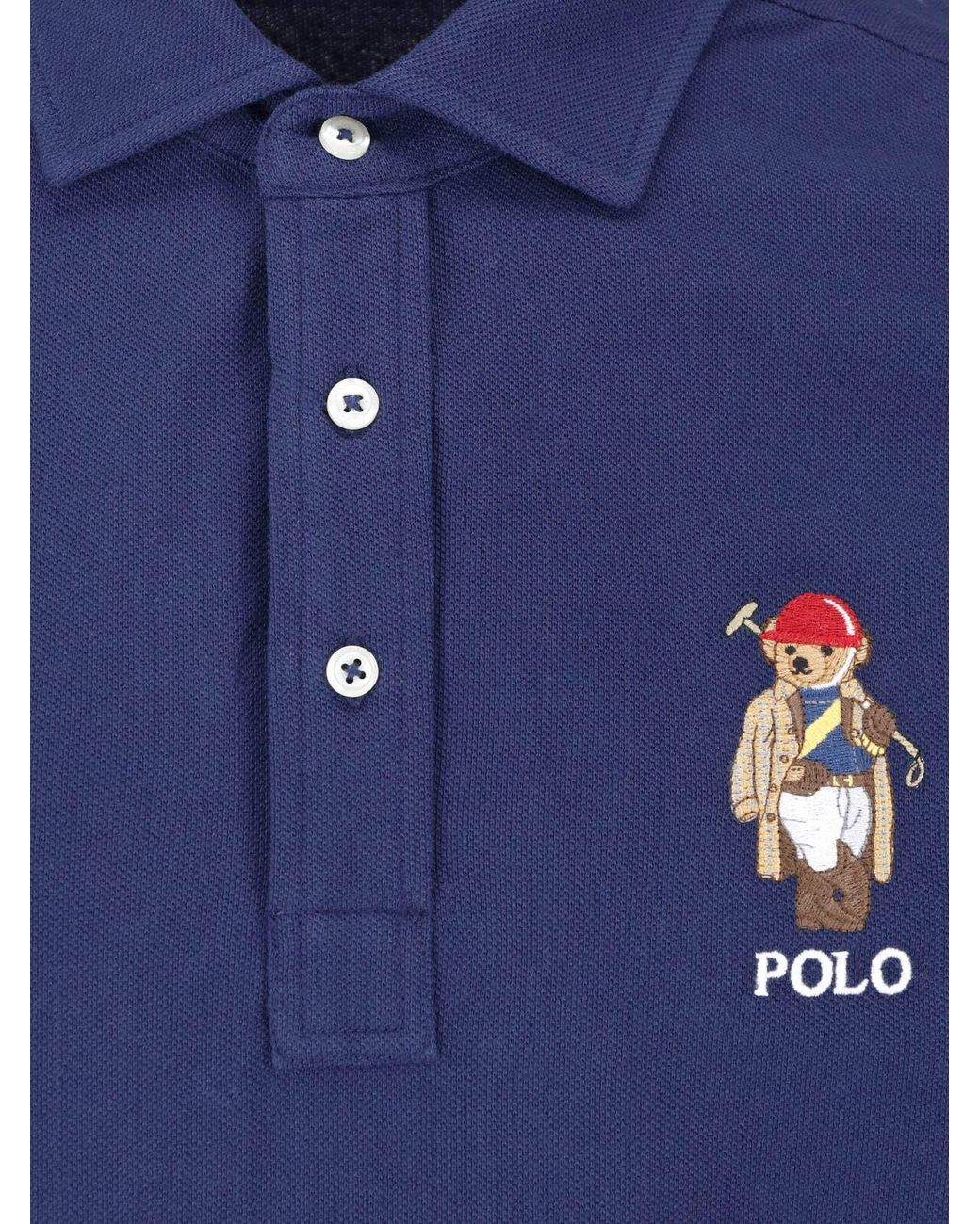 Polo Ralph Lauren Blue Bear Embroidered Polo Shirt for men