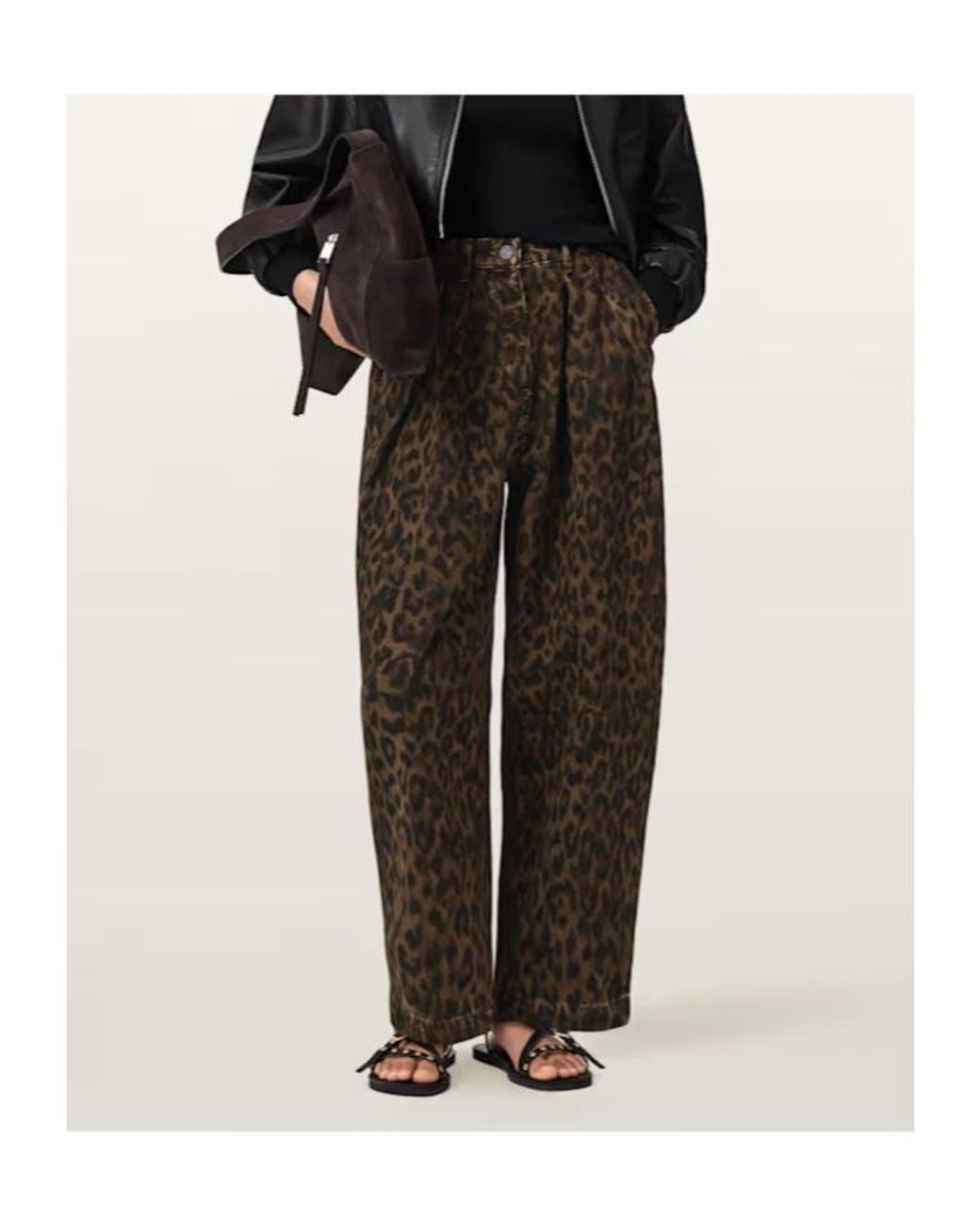 AllSaints Brown Becca Barrel Leg Denim Trousers