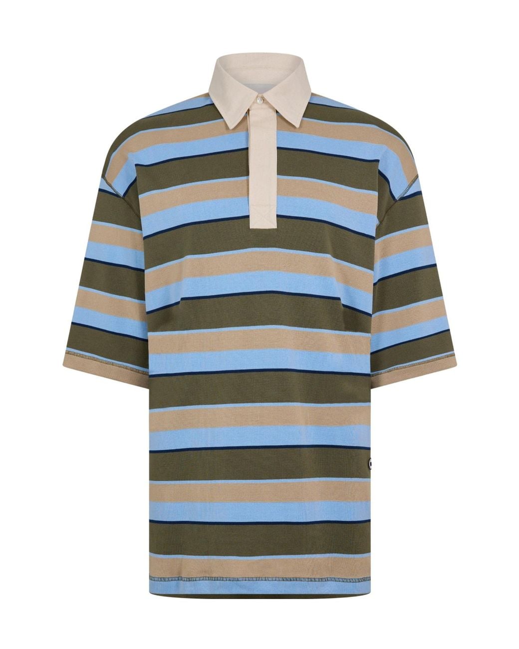 AMI Blue Loose Short-Sleeve Polo Shirt for men