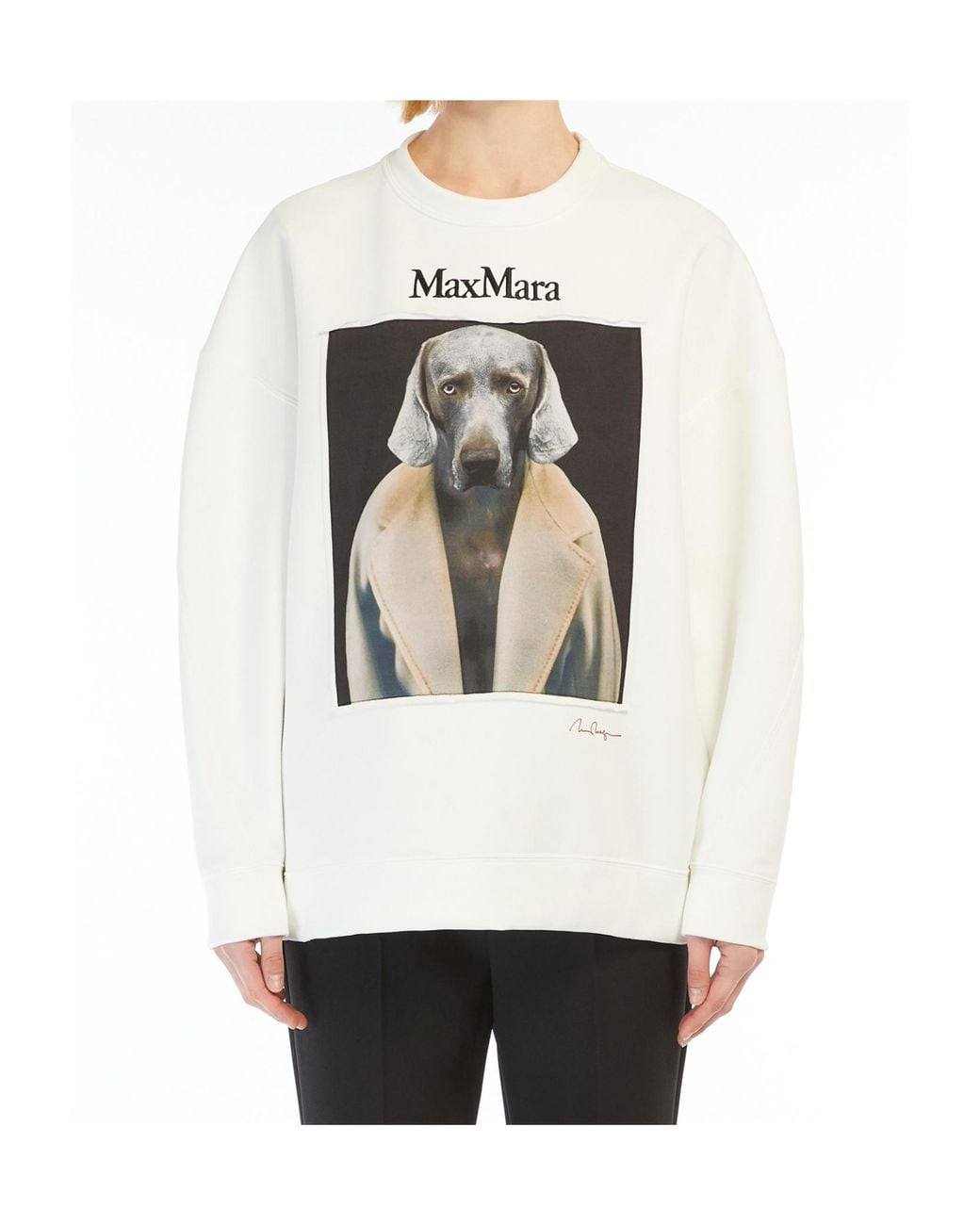 Max Mara White Logo Embroidered Crewneck Sweatshirt