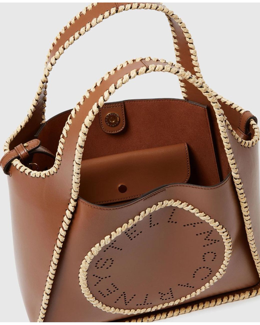 Stella McCartney Brown Tan Logo Crossbody Tote Bag