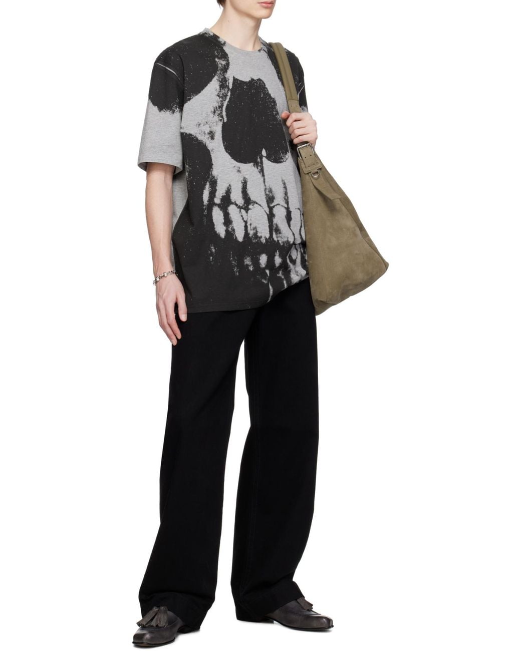 McQueen Black Skull Graphic T-Shirt For for men