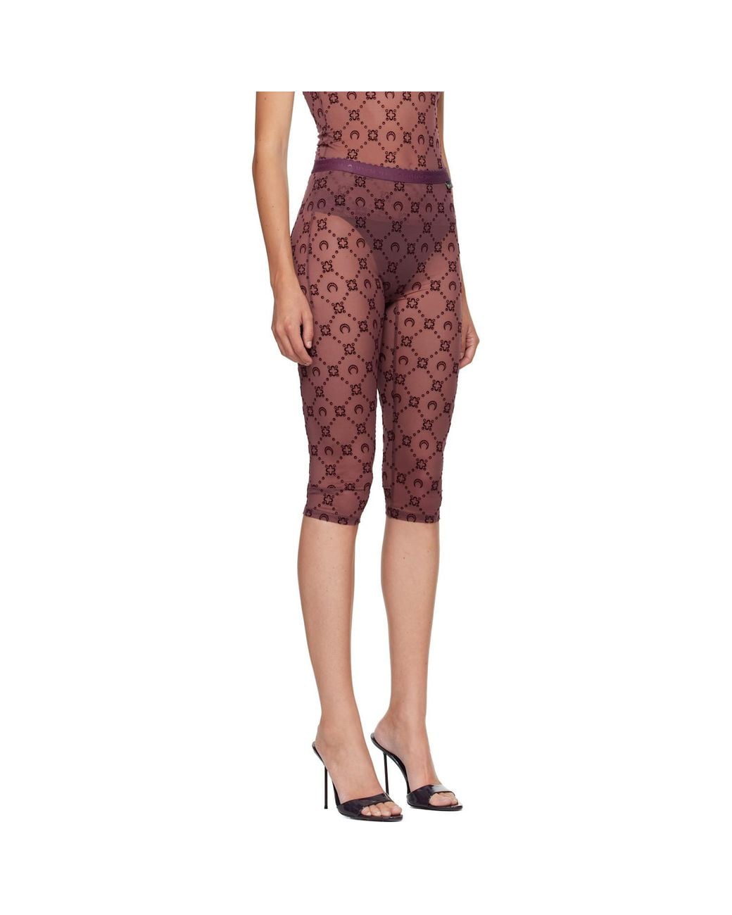 MARINE SERRE Red Cropped Leggings
