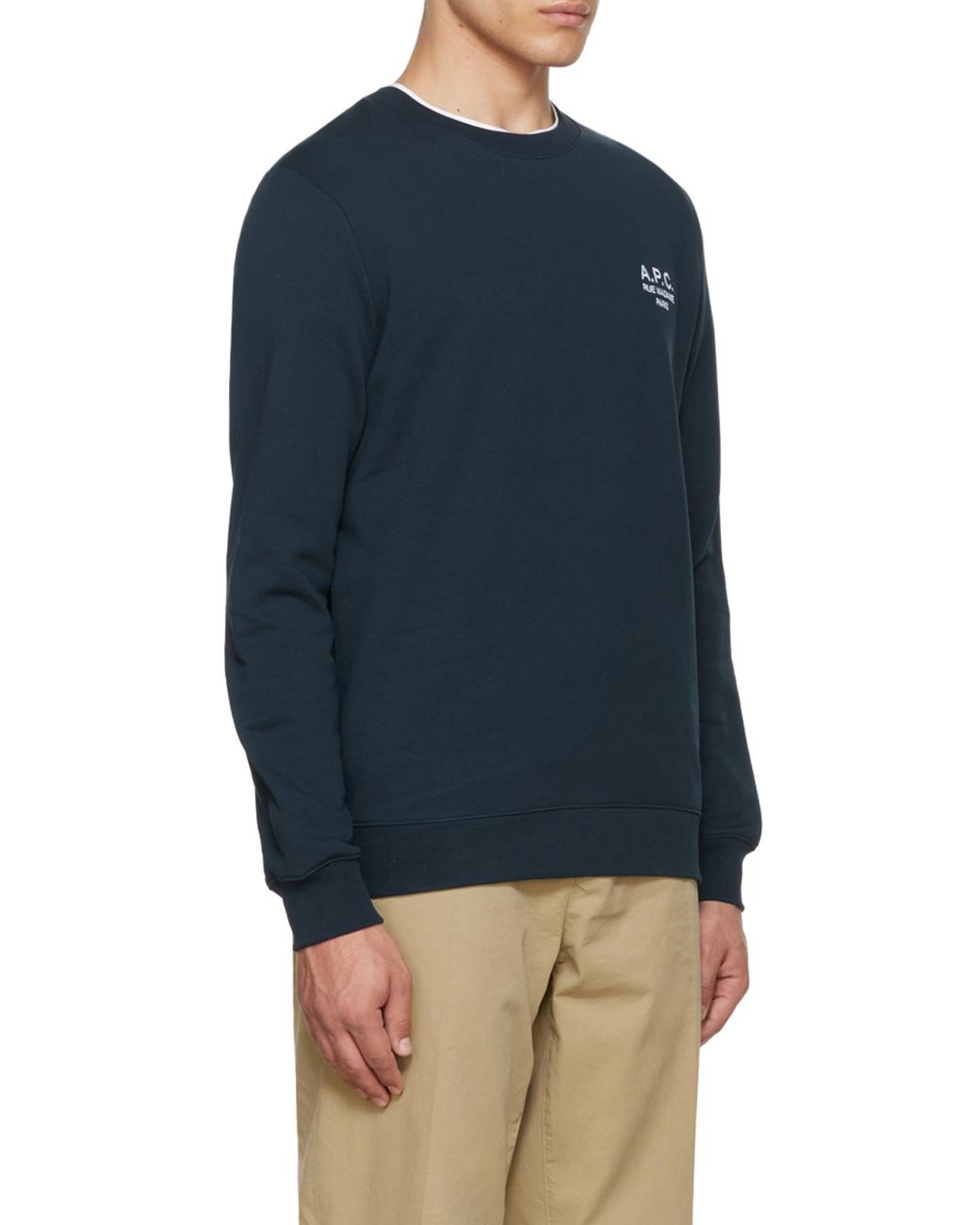 A.P.C. Blue Logo Embroidered Crewneck Sweatshirt for men