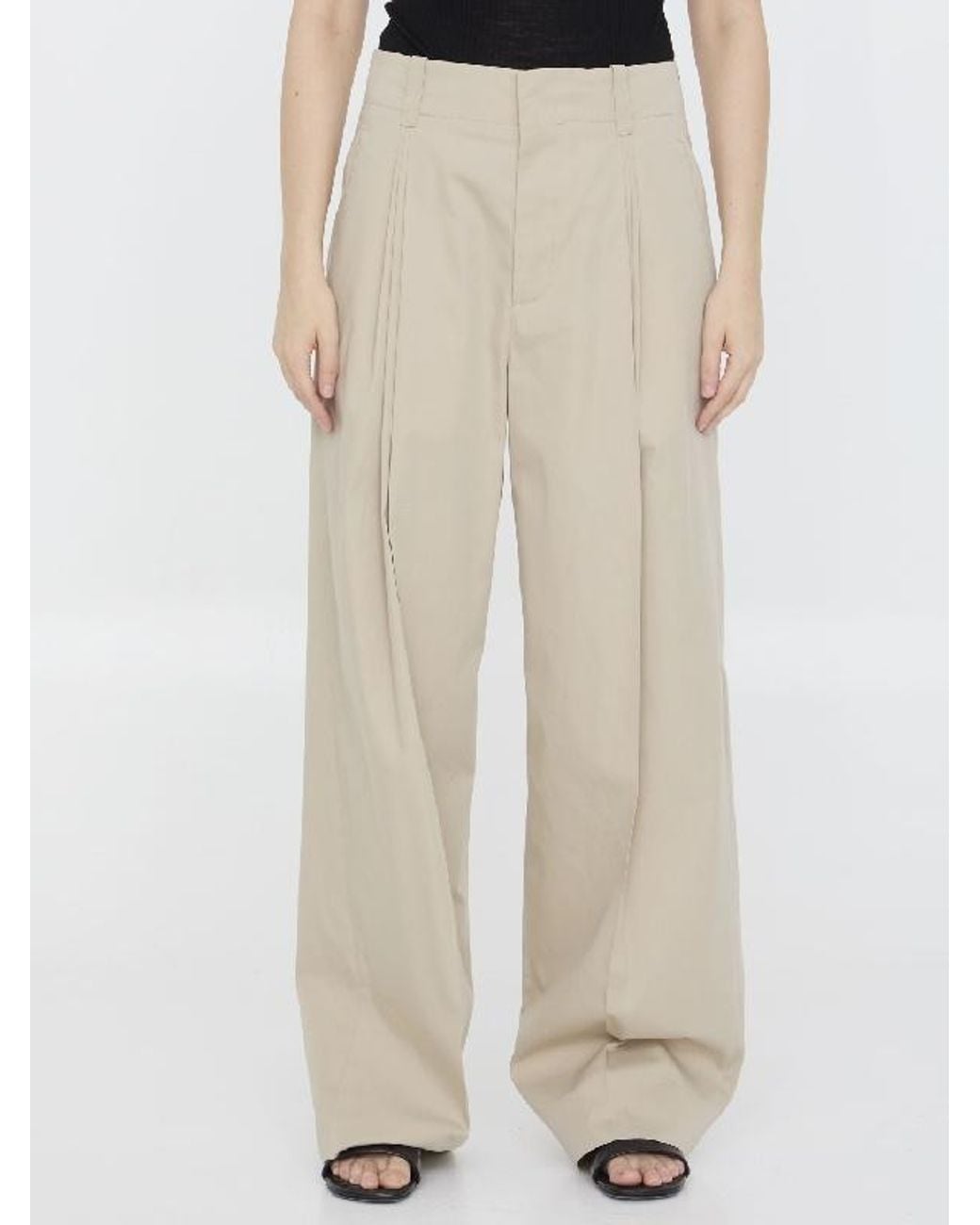 Bottega Veneta White Pleated Detail Tailored Trousers