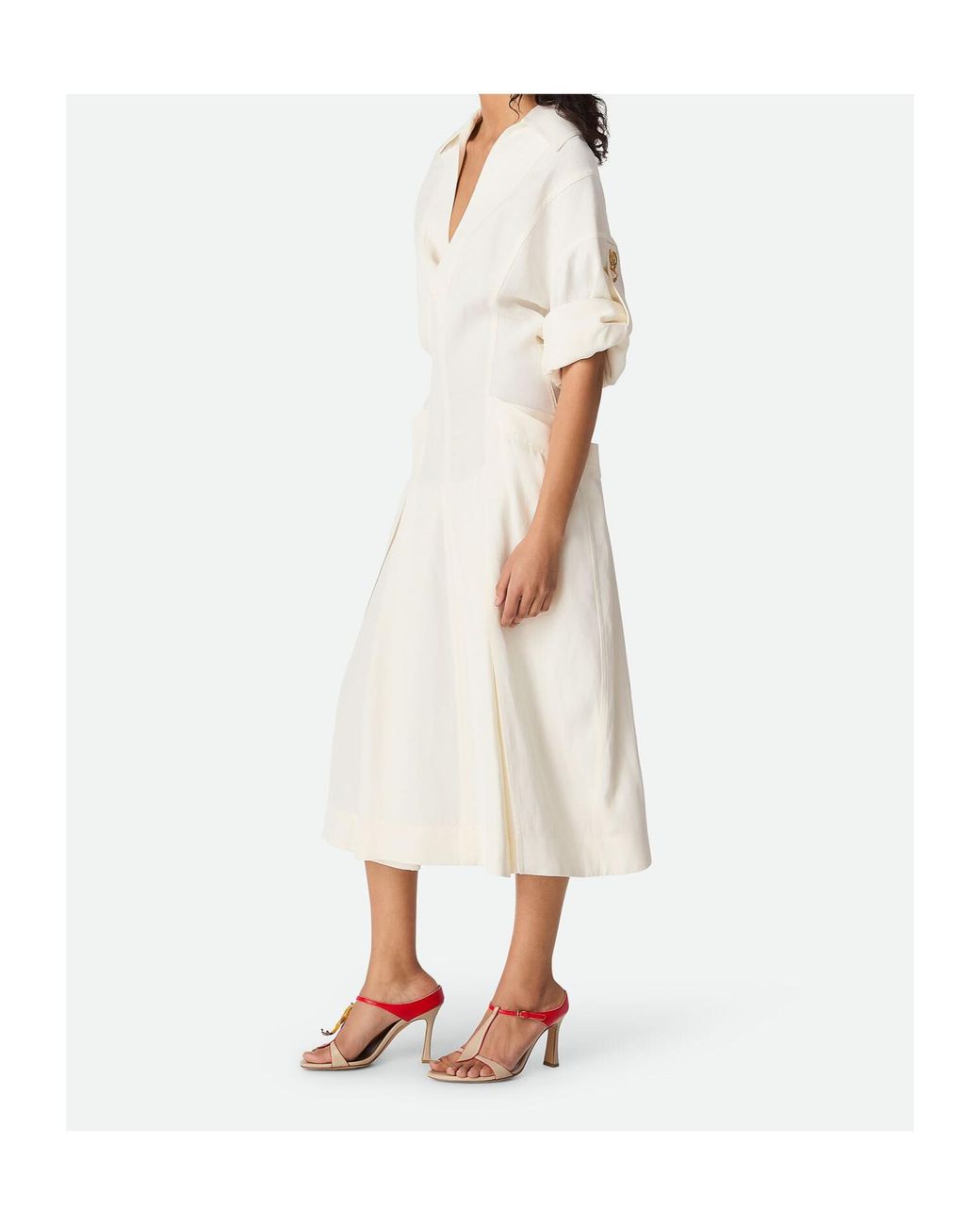 Bottega Veneta Natural Frog Embellished Midi Dress