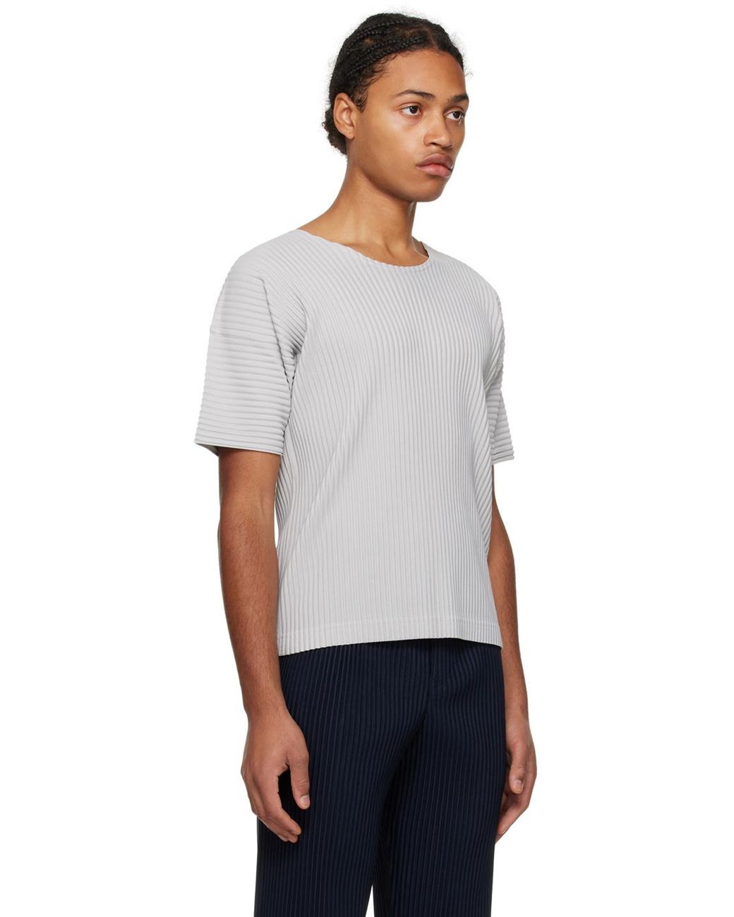 Homme Plissé Issey Miyake Blue Color Pleats Pleated T-Shirt for men