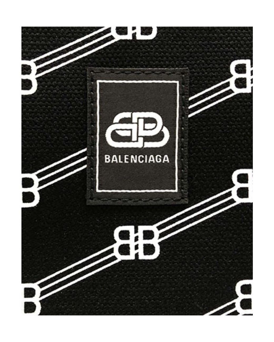 Balenciaga Black Logo Jacquard Shoulder Bag