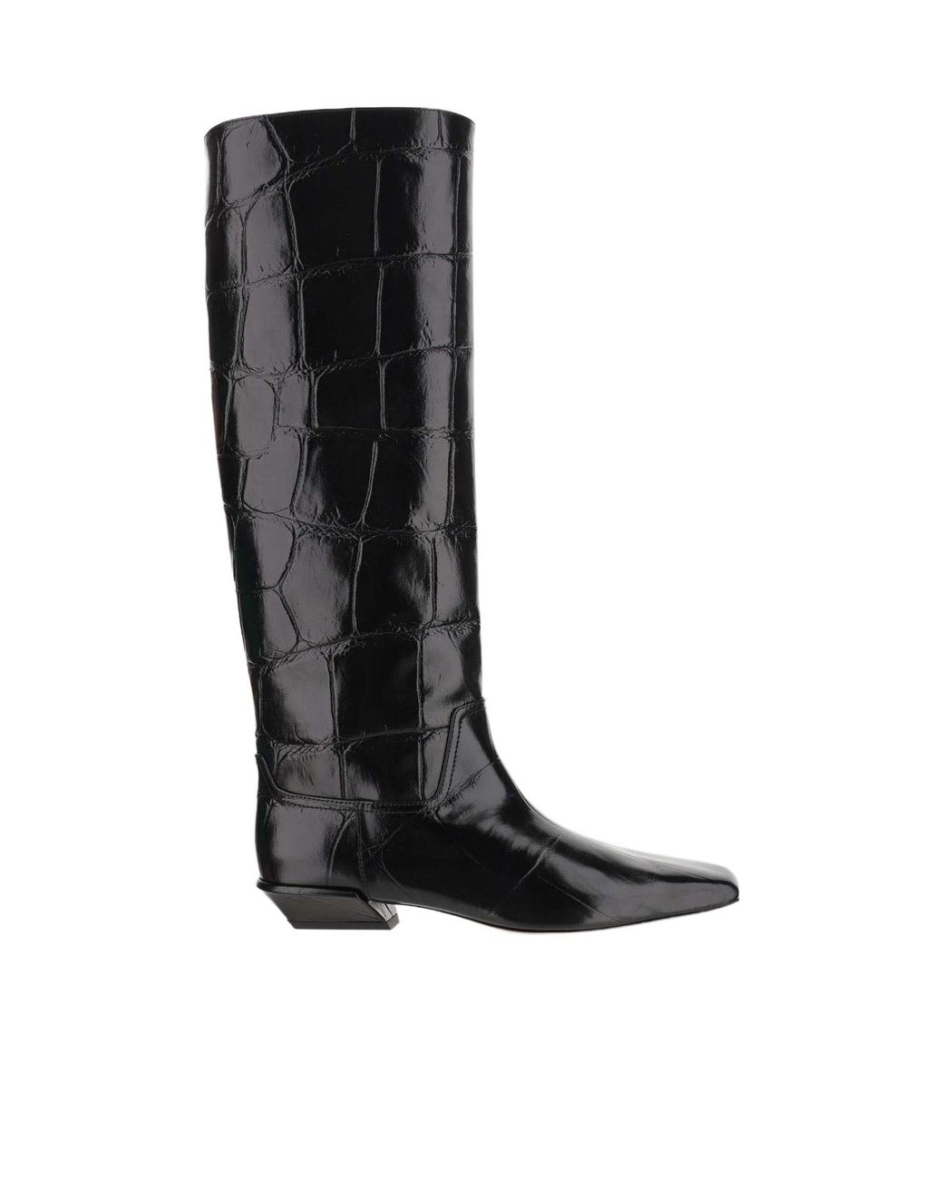 Paris Texas Black Bettina Embossed Knee-High Boots