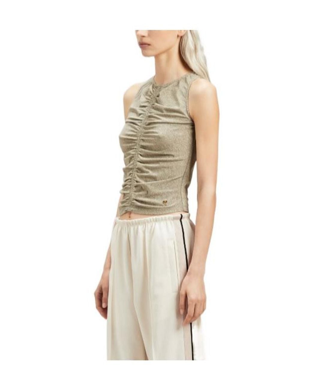 Palm Angels Natural Ruched Lurex Tank Top