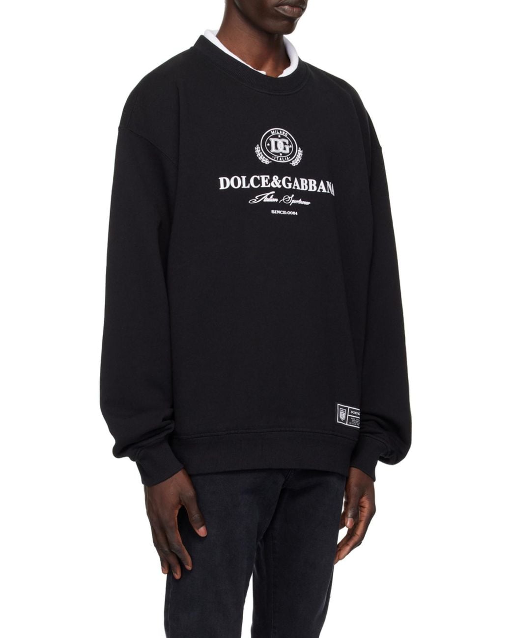 Dolce & Gabbana Black Logo Printed Jersey Sweatshirt for men