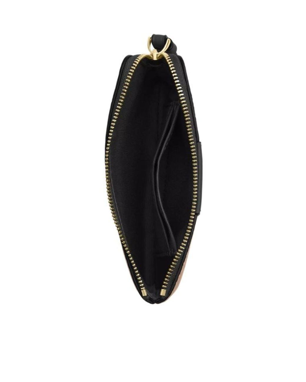 COACH Black Signature Canvas Striped Corner Wrist Pouch With Zipper