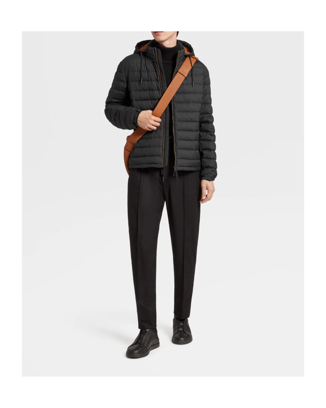 Zegna Black Hooded Padded Jacket for men