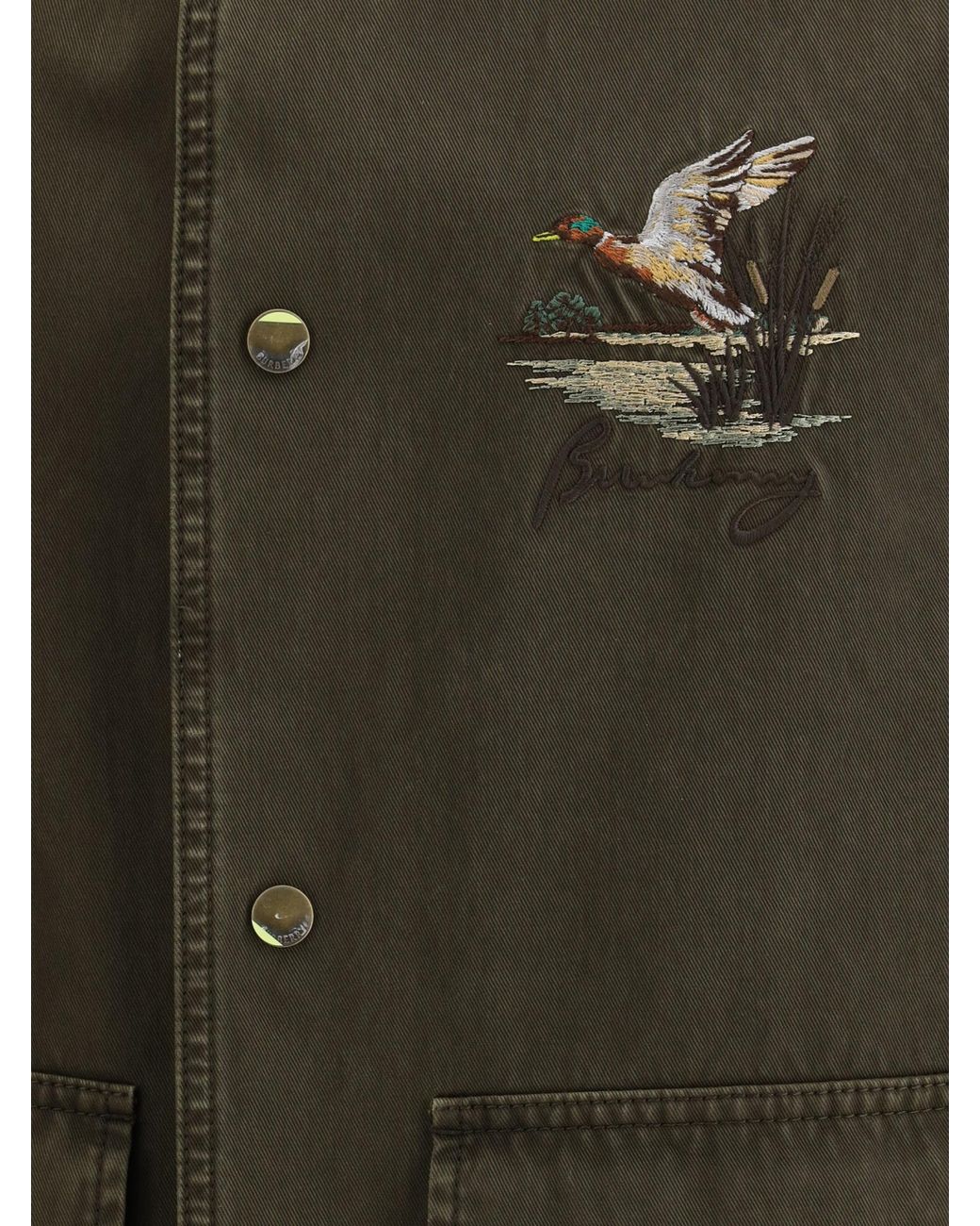 Burberry Green Logo Embroidered Field Jacket for men