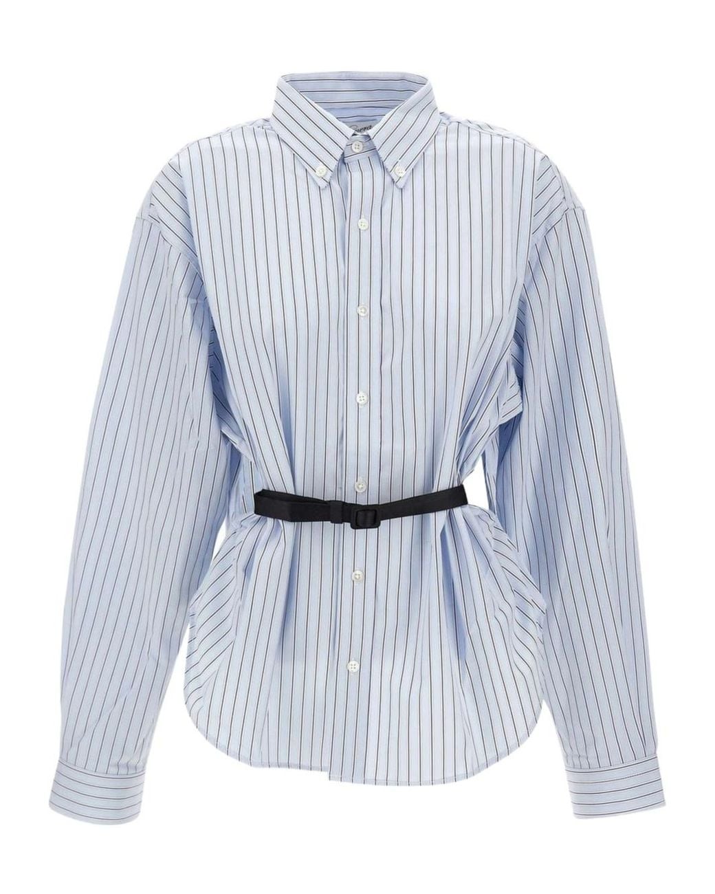 VAQUERA Blue Belted Cut-Out Stripe Shirt