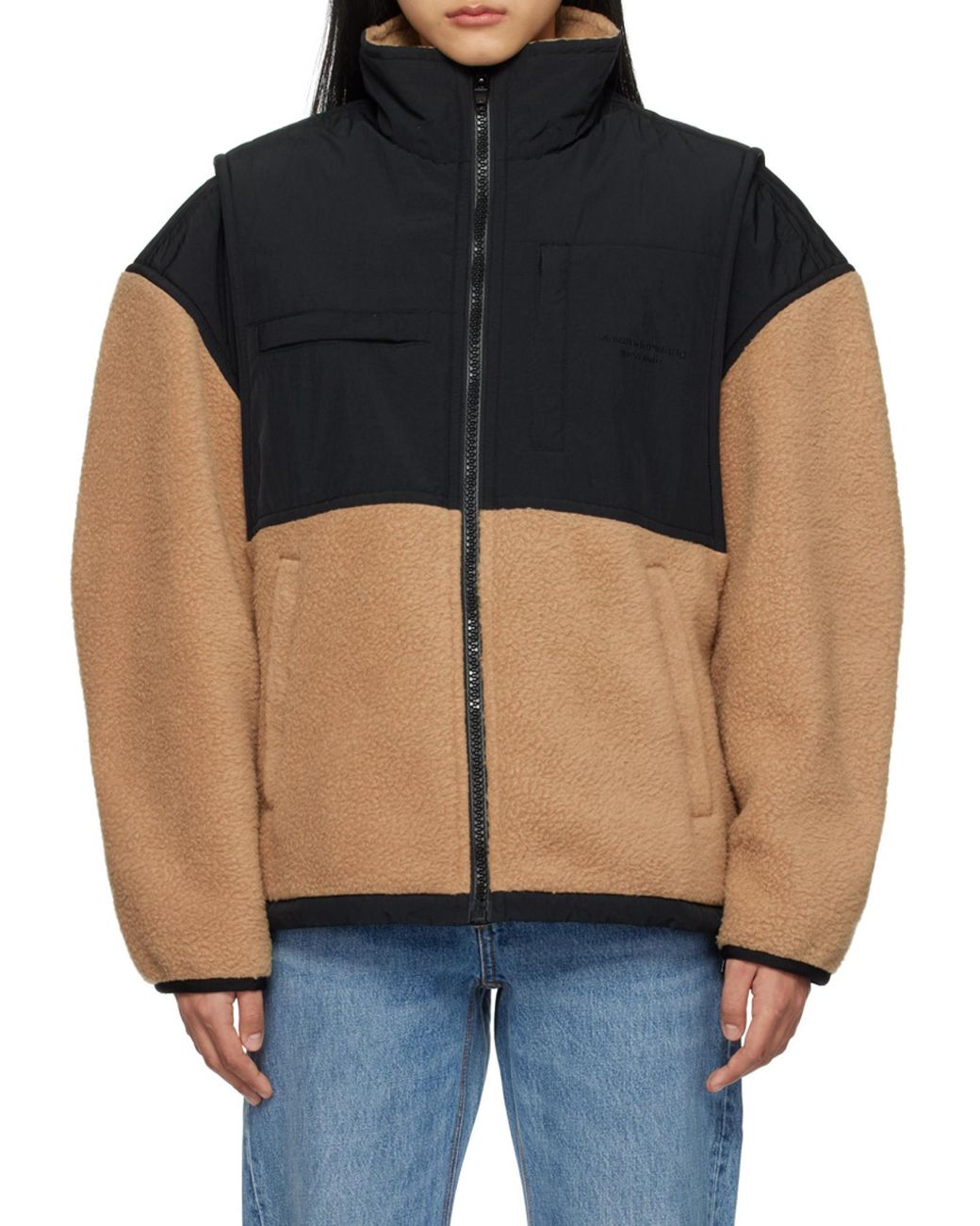 Alexander Wang Black Panelled Zip Fleece Jacket
