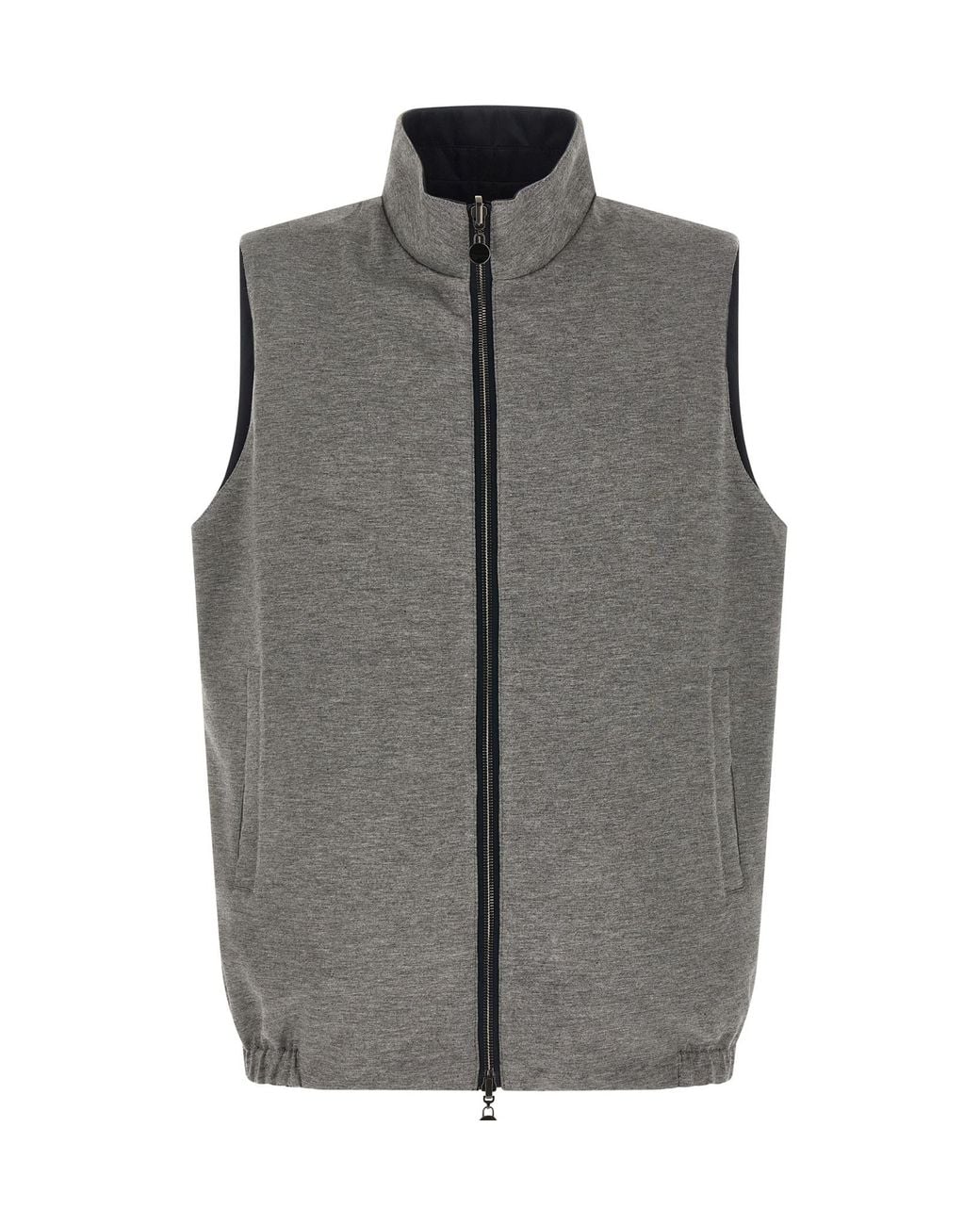 Kiton Blue Double Face Zipped Vest for men
