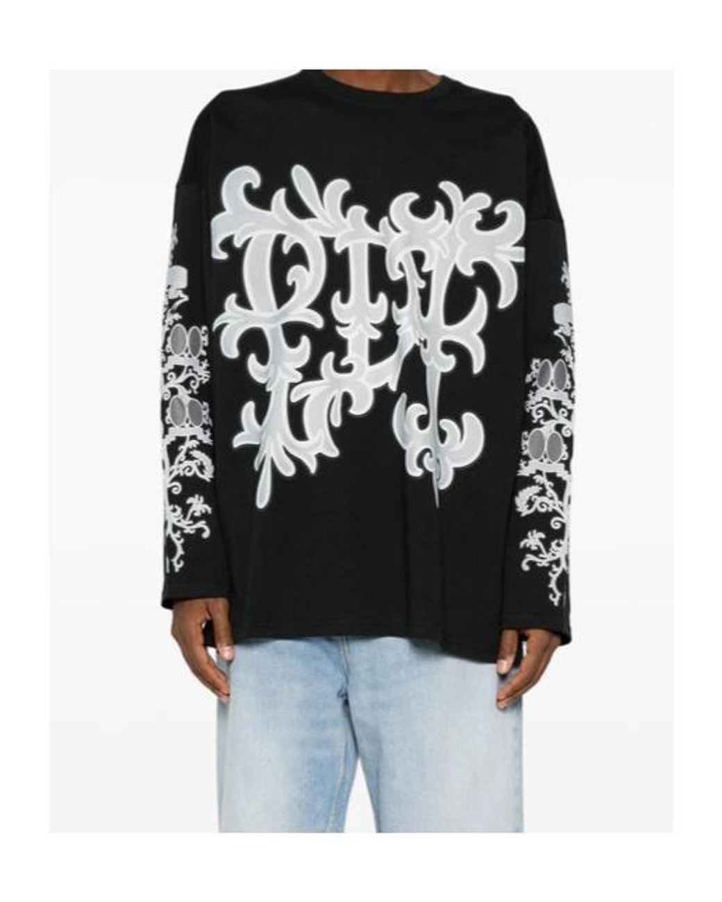 PDF CHANNEL Black Graphic-Print Long-Sleeve T-Shirt for men