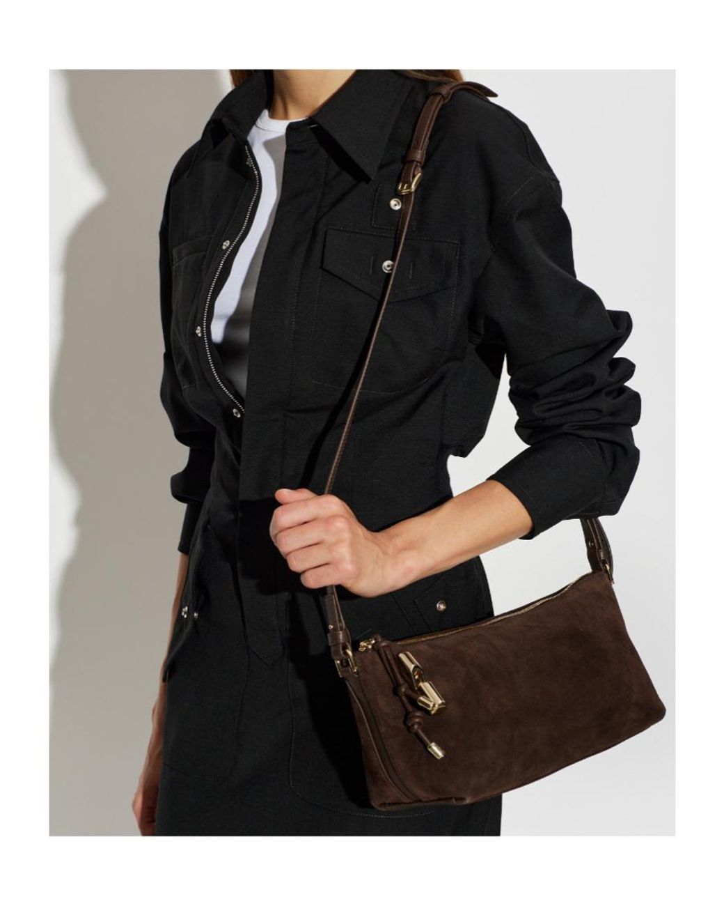 Furla Brown Zip-Top Shoulder Bag