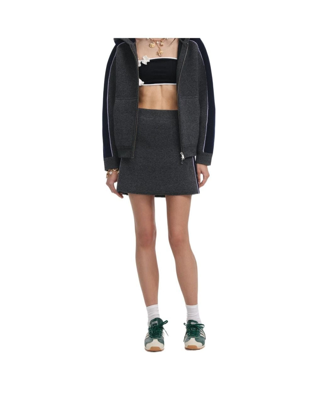 Self-Portrait Black Ribbed Knit Mini Skirt
